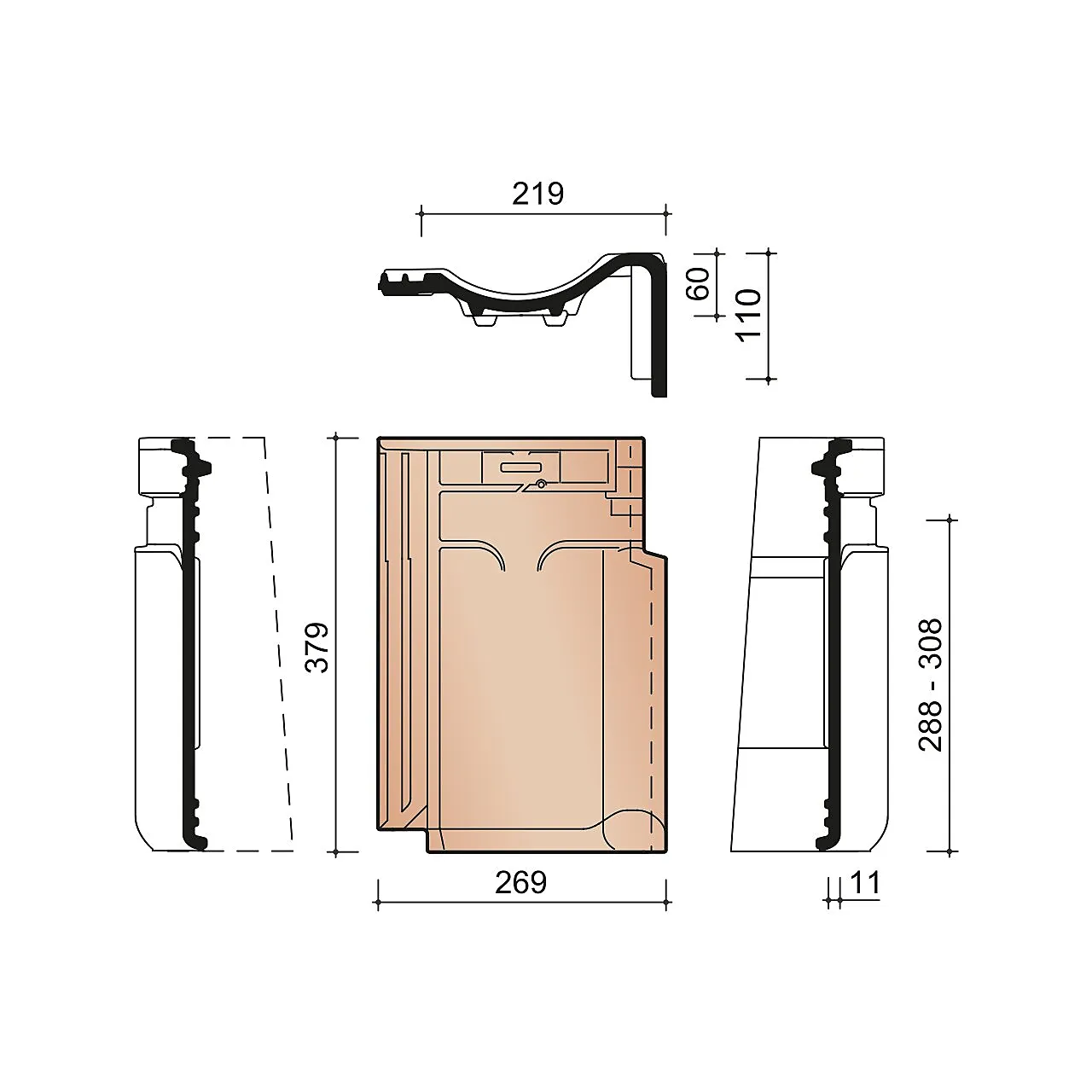 Gavl høyre vhv vario naturrød+ 652 vhv vario 652 koramic null - null - 2 - Miniatyr
