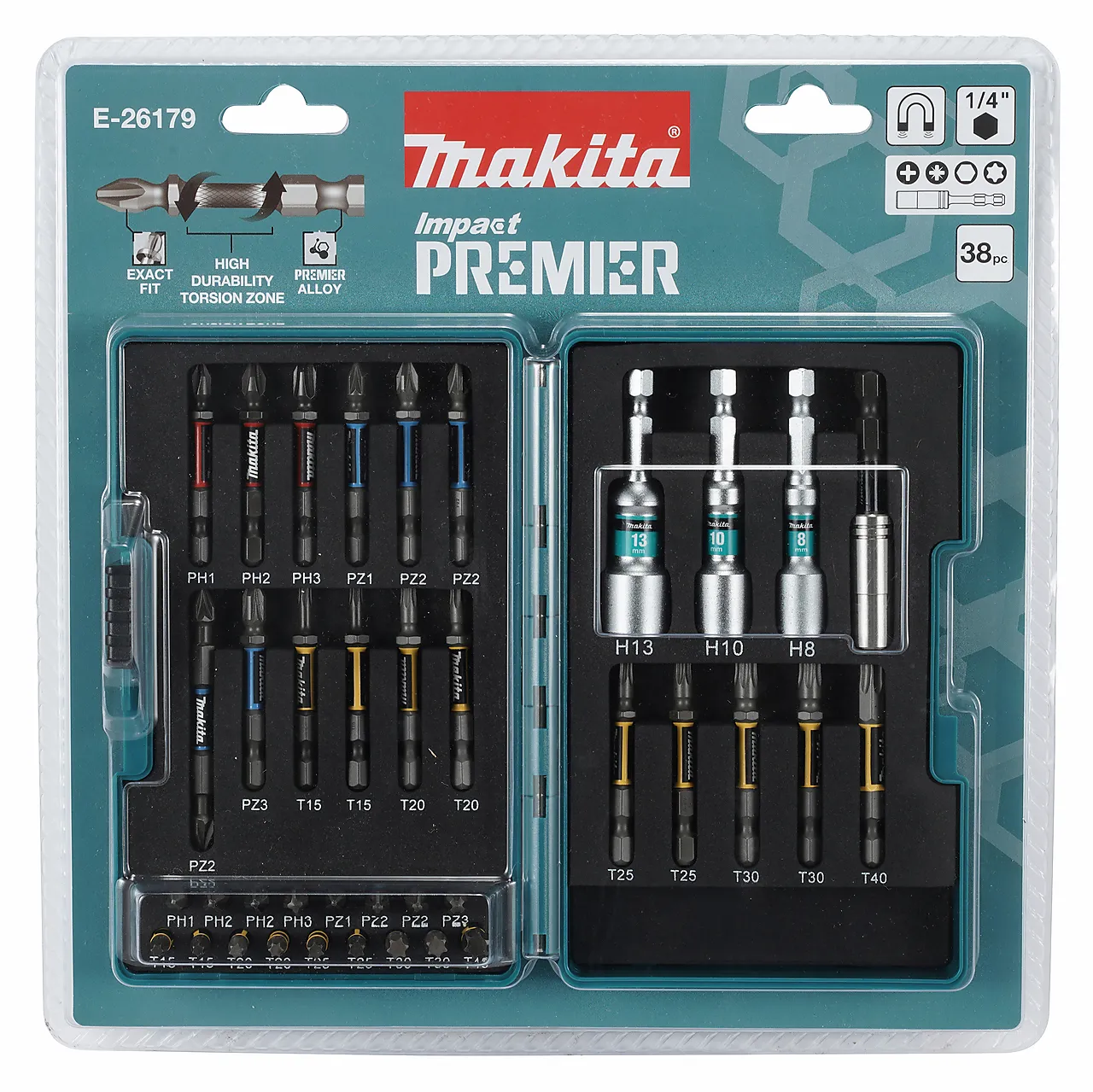 Makita bitssett Torx Impact Premier 38 deler 1/4" null - null - 2 - Miniatyr