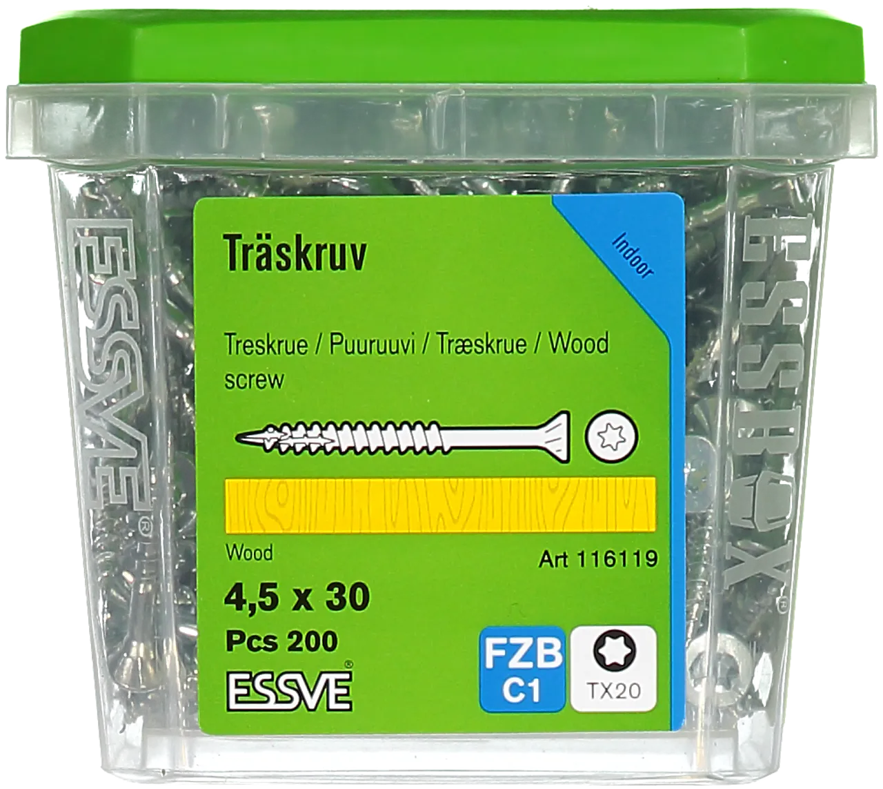 Treskrue innvendig senkhode 4,5x30 mm 200 stk null - 4,5x30 - 2 - Miniatyr