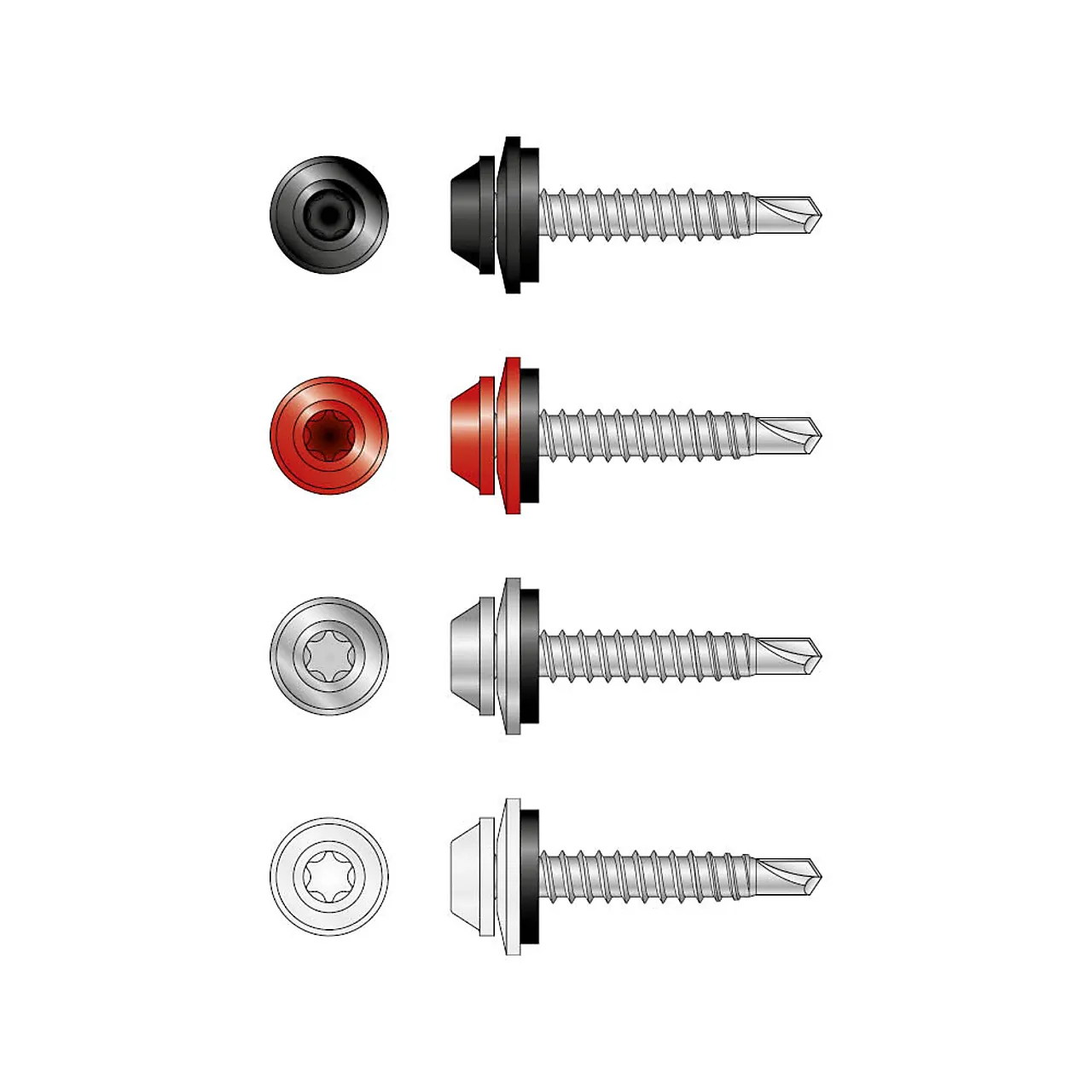 Vindskiskrue rød 4,2x25 rustfri 100 stk null - null - 2 - Miniatyr