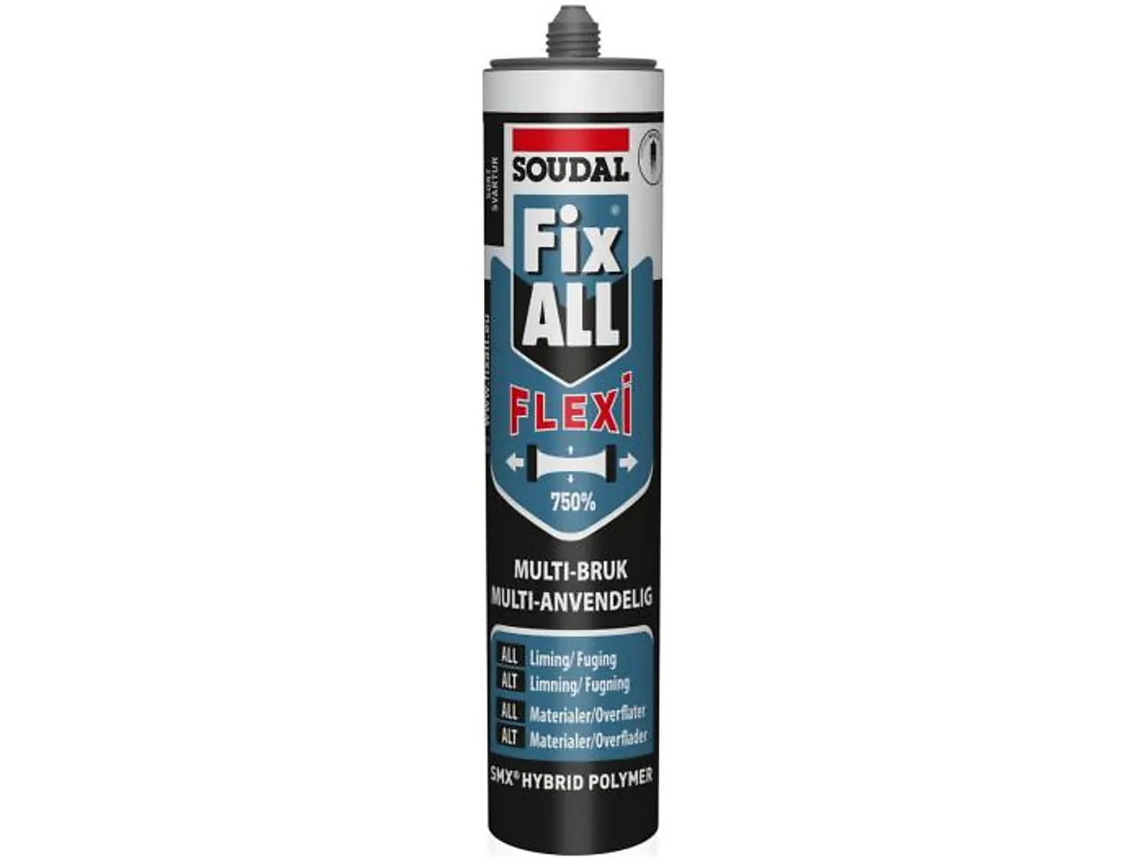 Fugem ms flexi 290ml - sort soudal fix all flexi 290ml