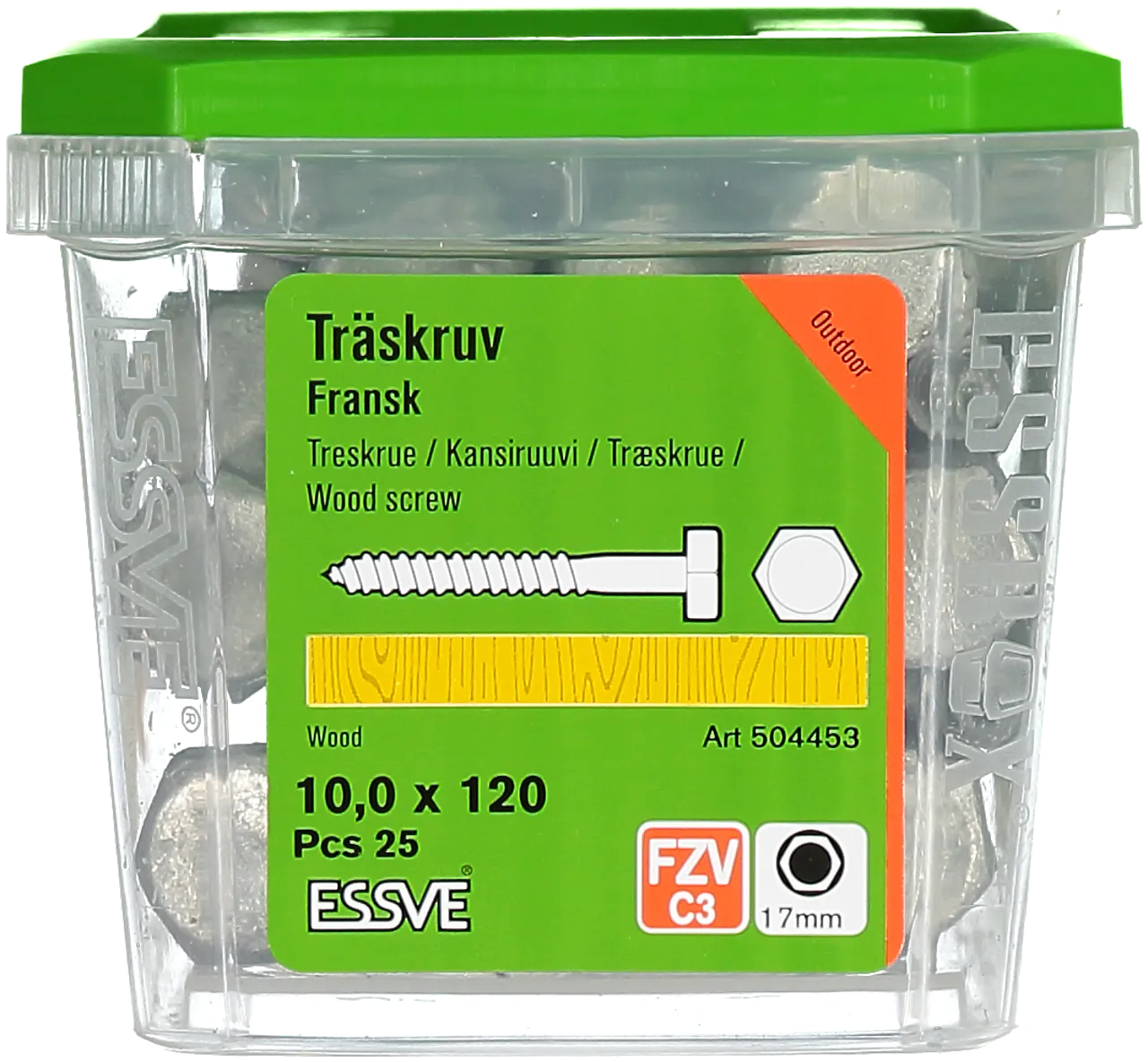 Treskrue fransk sekskanthode 10x120 mm 25 stk null - 10x120 - 2 - Miniatyr