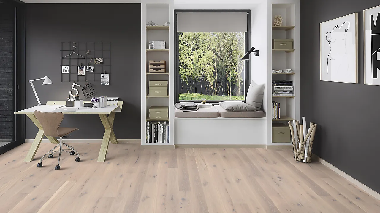 Boen parkett Eik Pale White Plank Live Pure lakk