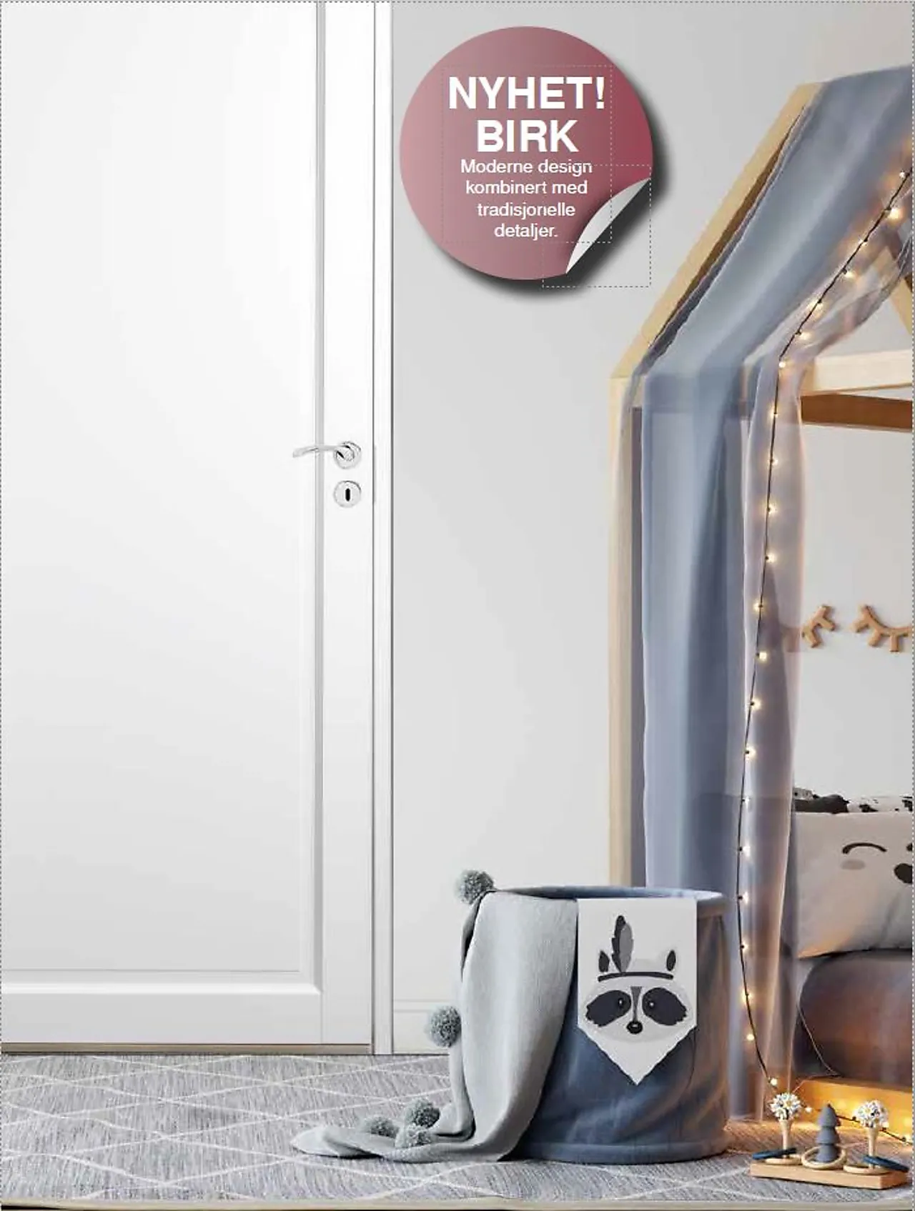 Dør 8x19 birk 3 malt hvit scanflex uten karm null - null - 2 - Miniatyr