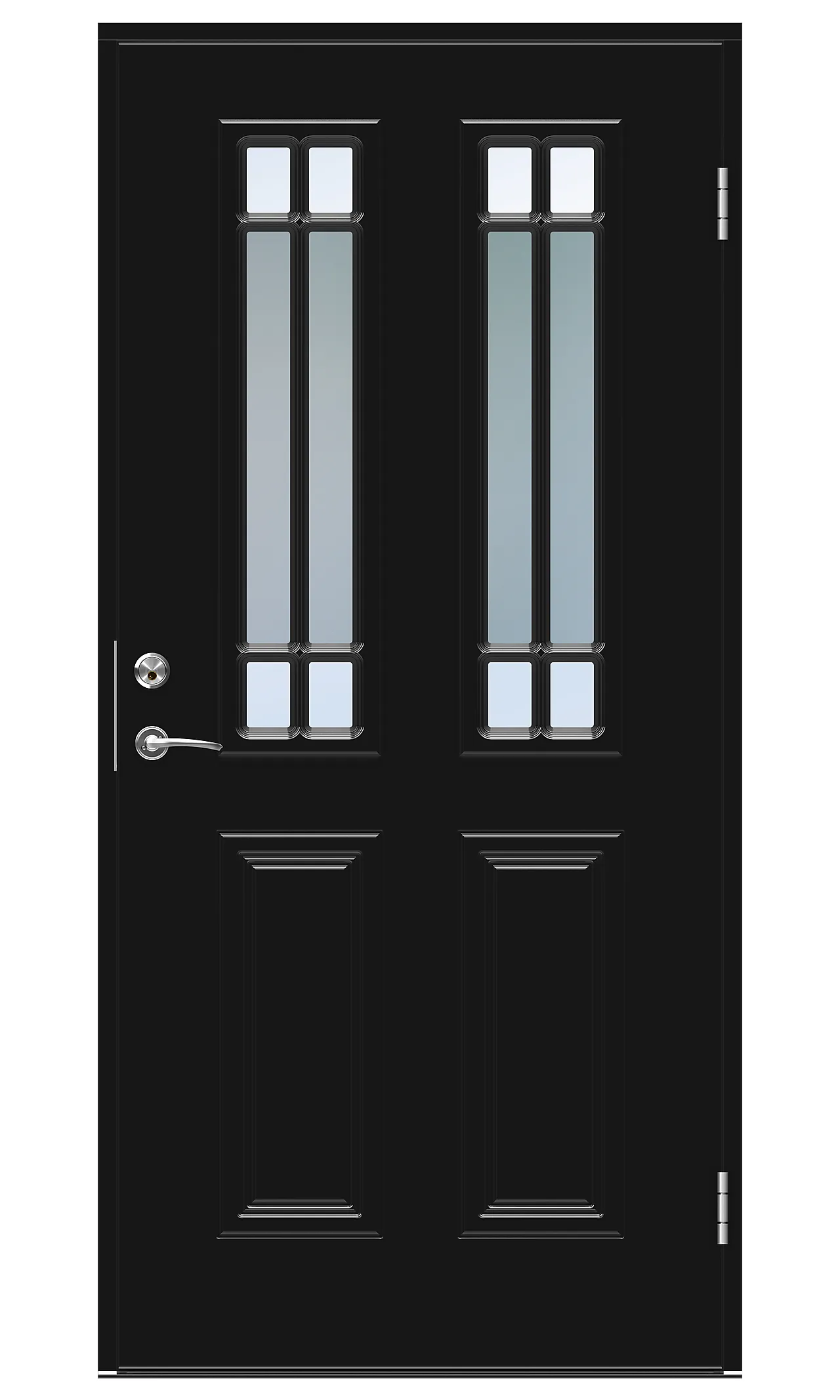 Dørsett yd debussy 9x21v svart ytterdørsett med dekor glass