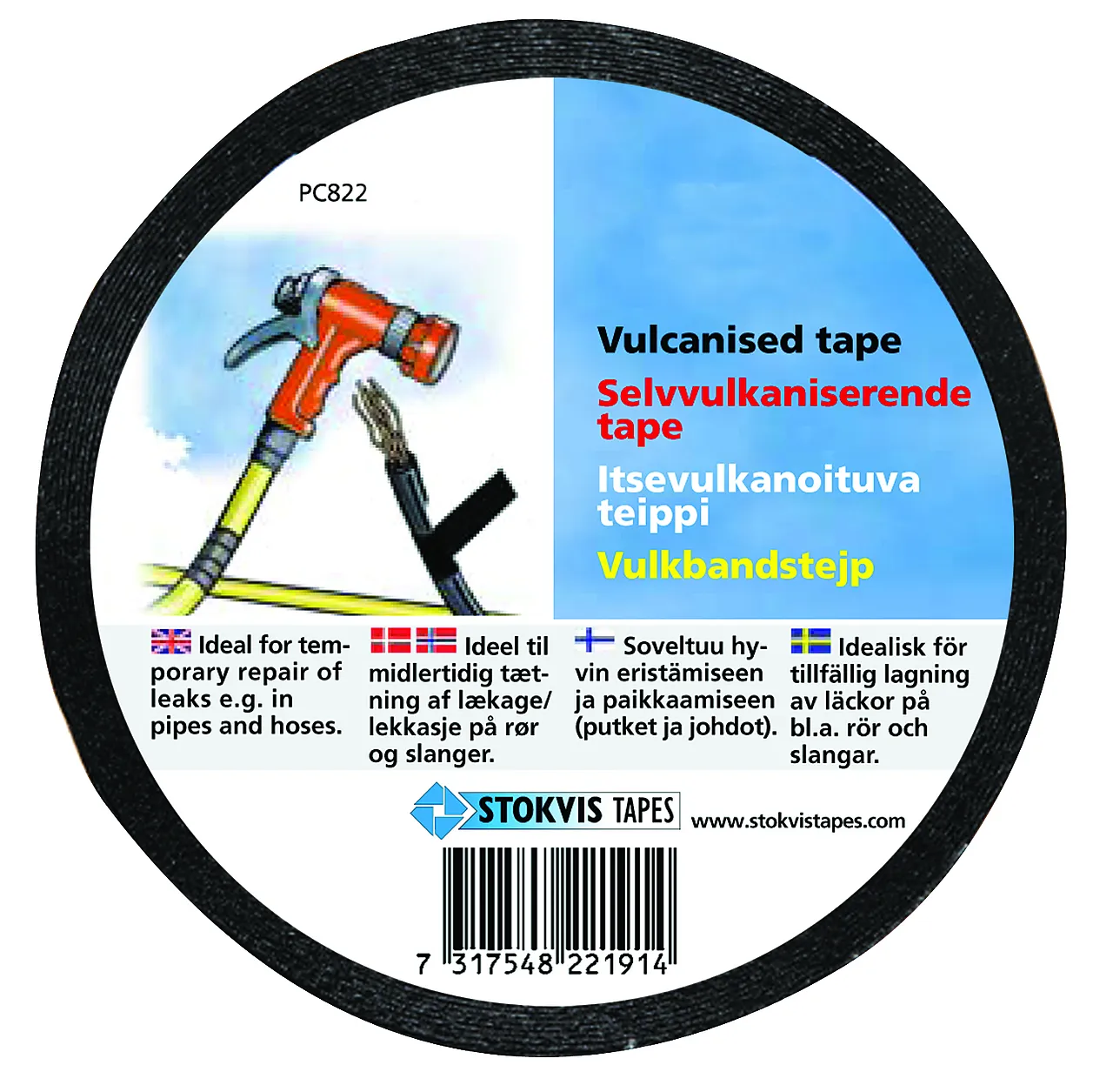 Tape selvsveisende sort 19mmx10m 48 ruller pr.pakning