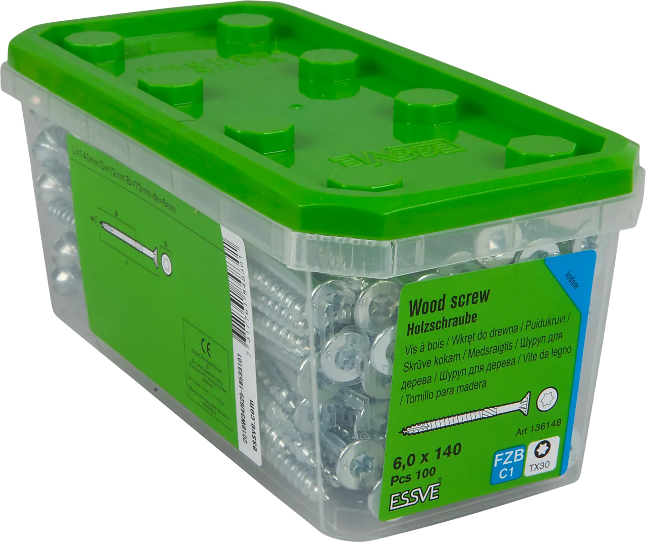 Treskrue Essdrive senkhode blankforsinket 6x140 mm 100 stk null - null - 2 - Miniatyr