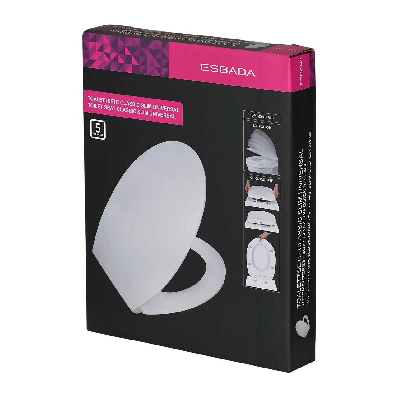 Toalettsete classic slim hvit toppmonteres null - null - 2 - Miniatyr