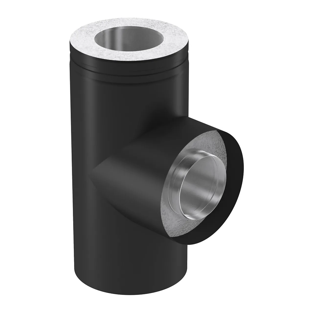 T-rør 90g sort ø150 pms50 helisolert T-rør 90g sort ø150 pms50 helisolert