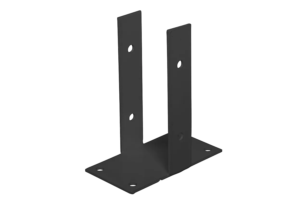 Stolpefot m/plate 90mm sort