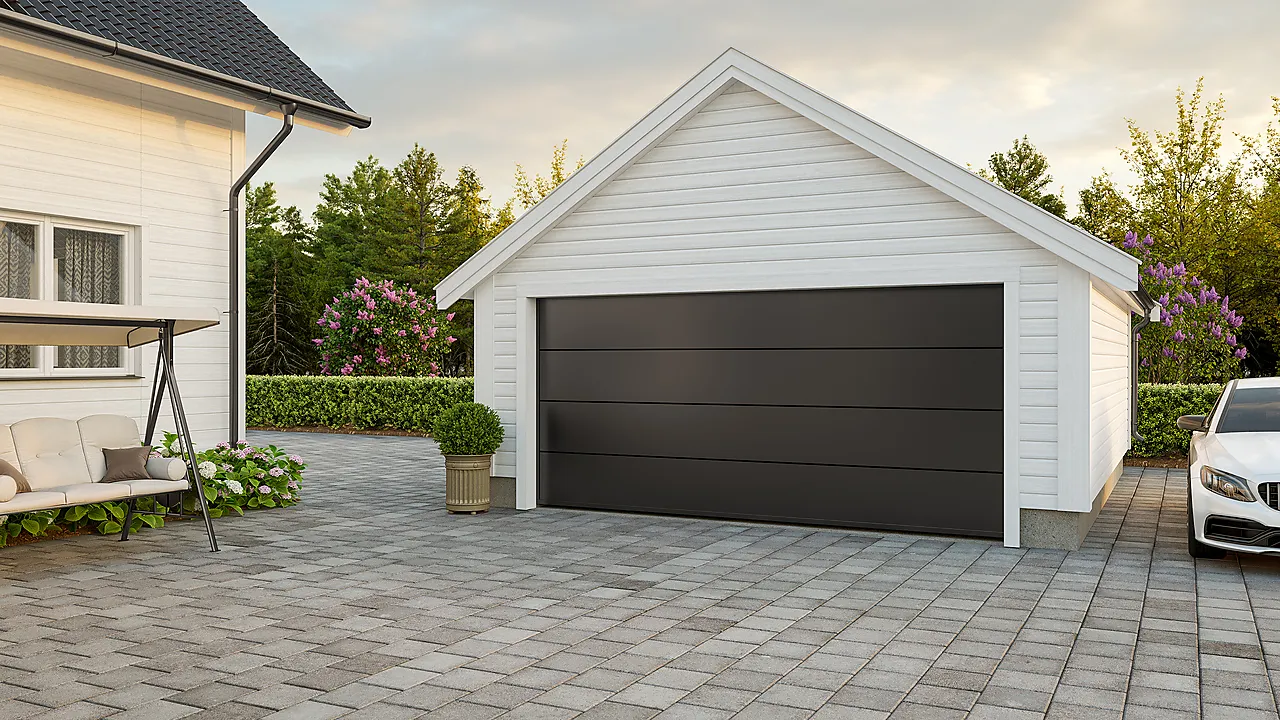 Garasjeport GTSSL 457x206 cm Granteck lakkert ral 9005 slett null - null - 3 - Miniatyr