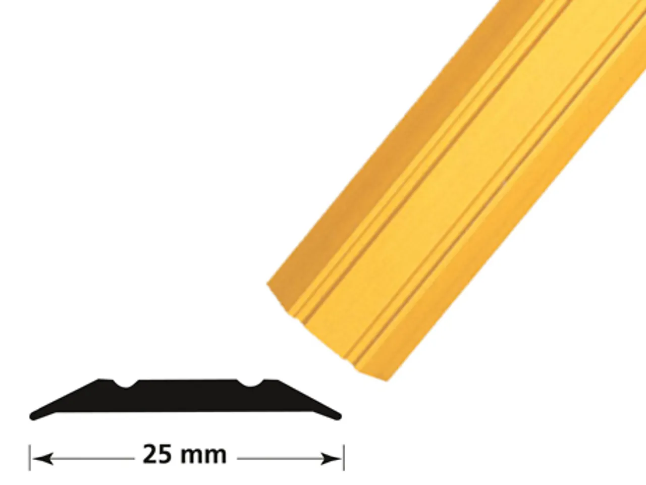 Overgangslist nr. 1 25 mm messing eloksert borret m/skruer 1 meter Overgangslist nr. 1 25 mm messing eloksert borret m/skruer 1 meter
