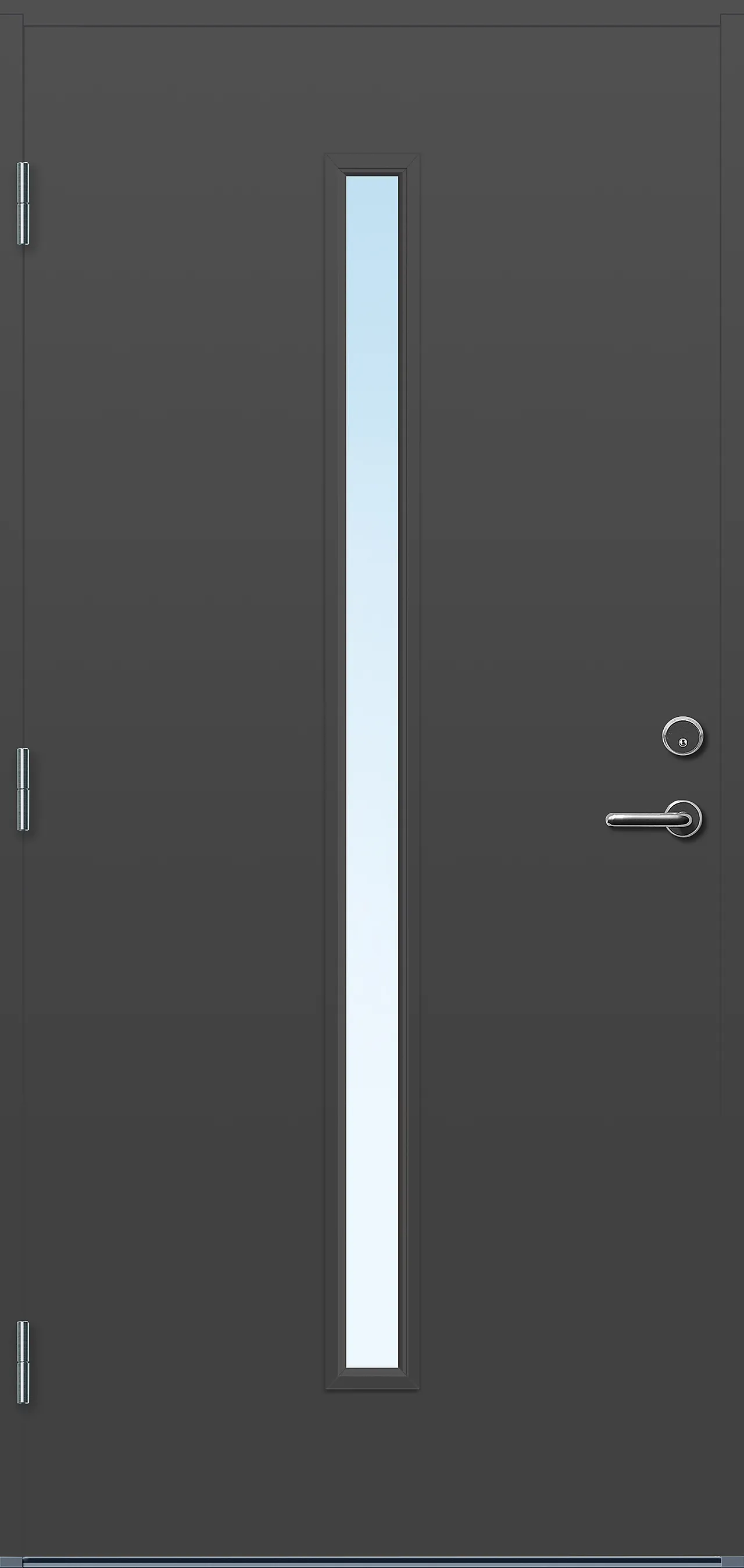 Ytterdør Hovdeby med frostet glass mørk grå venstre 90x200 cm