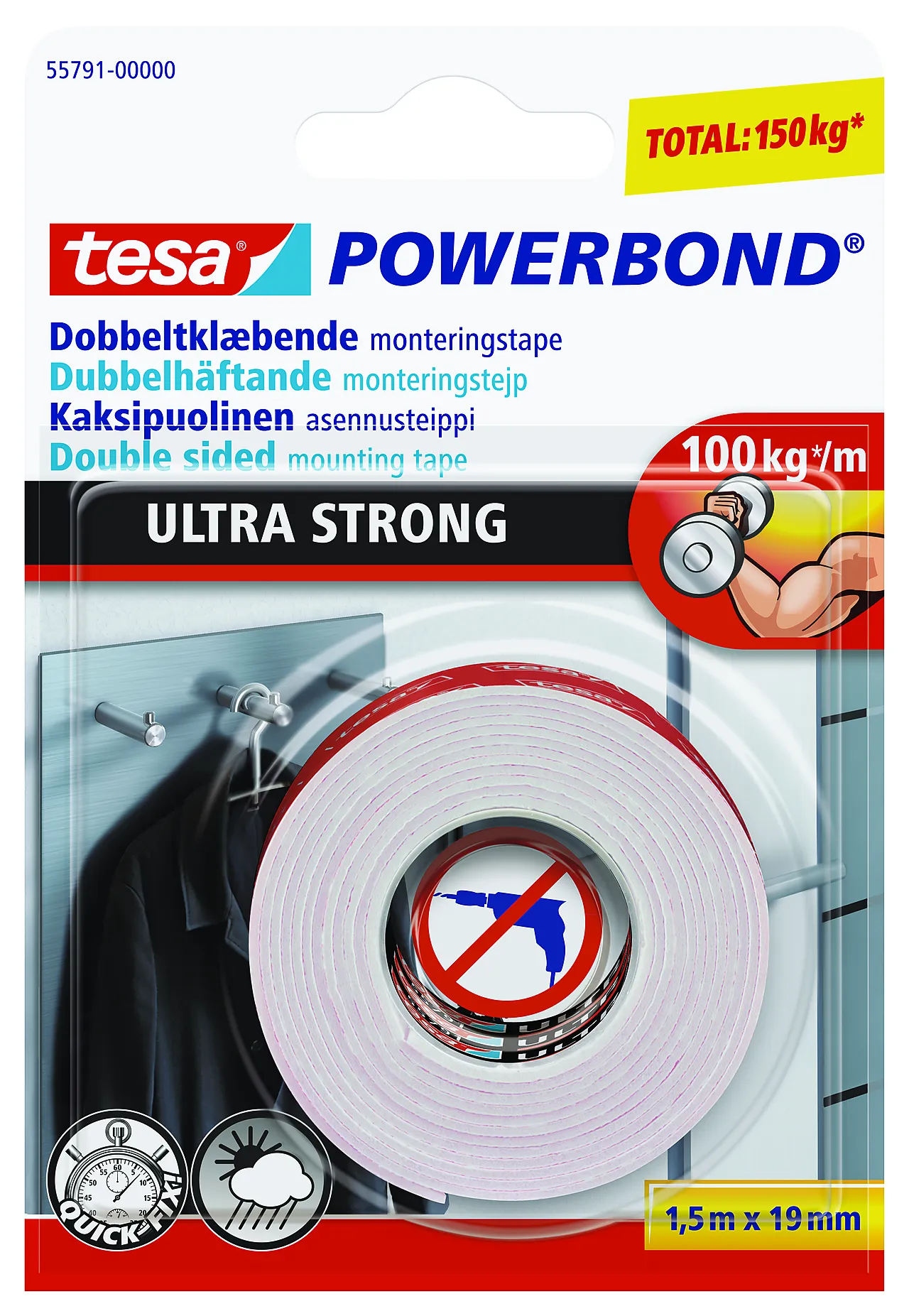 Tape dobbeltsidig 1,5mx19mm ultrastrong powerbond tesa null - null - 2 - Miniatyr
