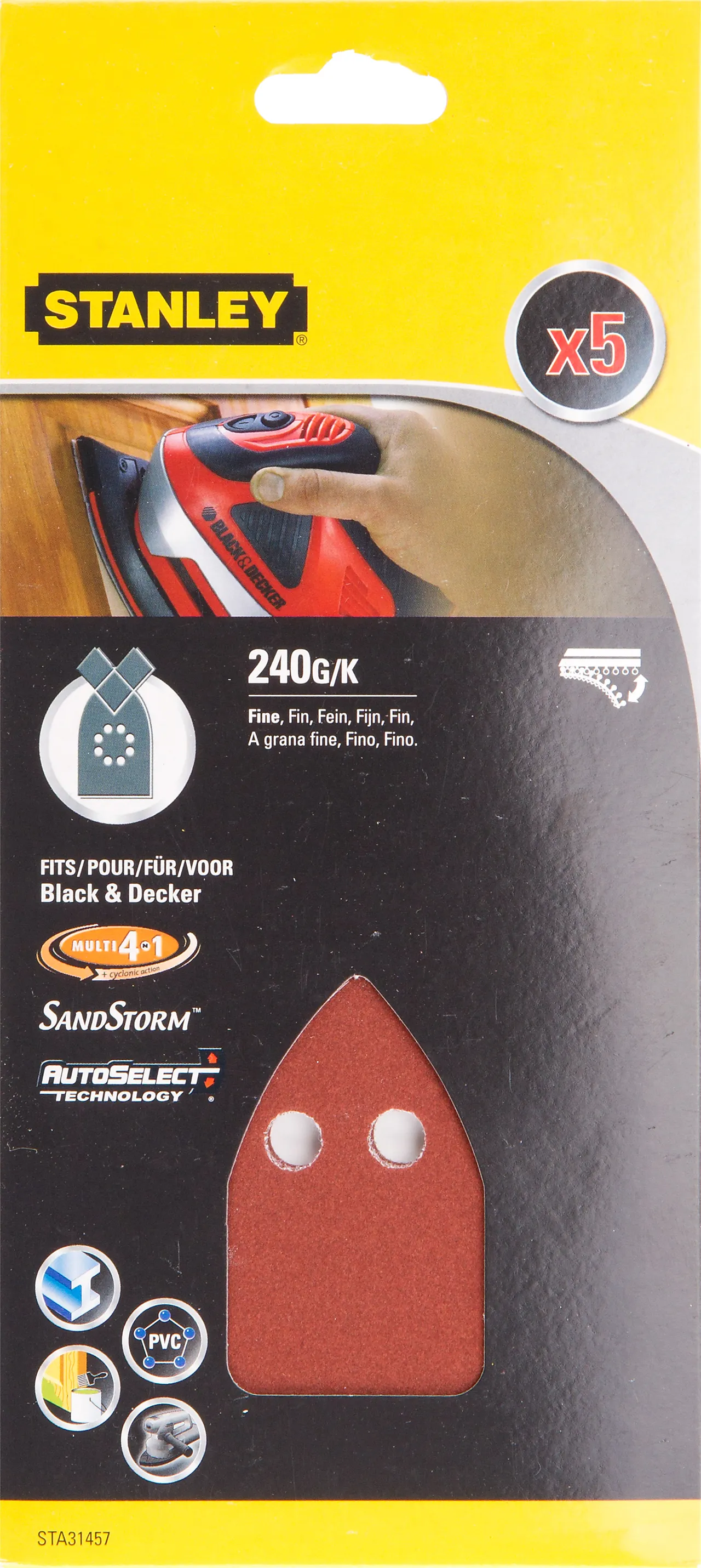 Stanley multislipepapir 240 korning pakke a 5 stk Stanley multislipepapir 240 korning pakke a 5 stk