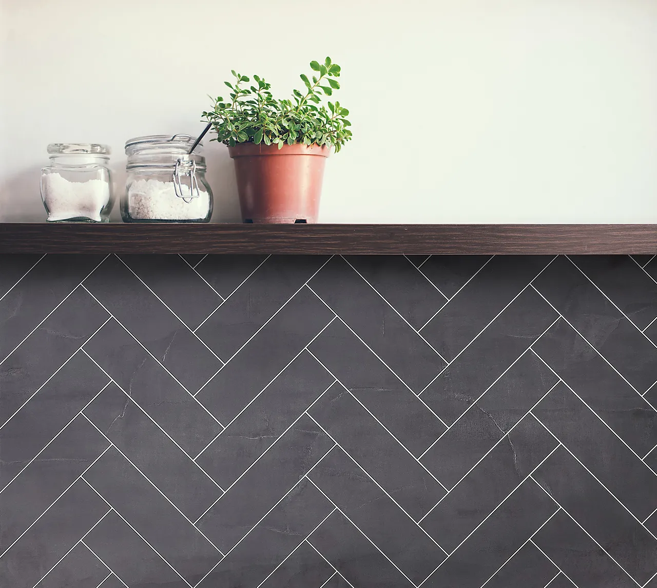 Kjøkkenplate Kitchen Wall Sort Kalk Fiskebein null - null - 2 - Miniatyr