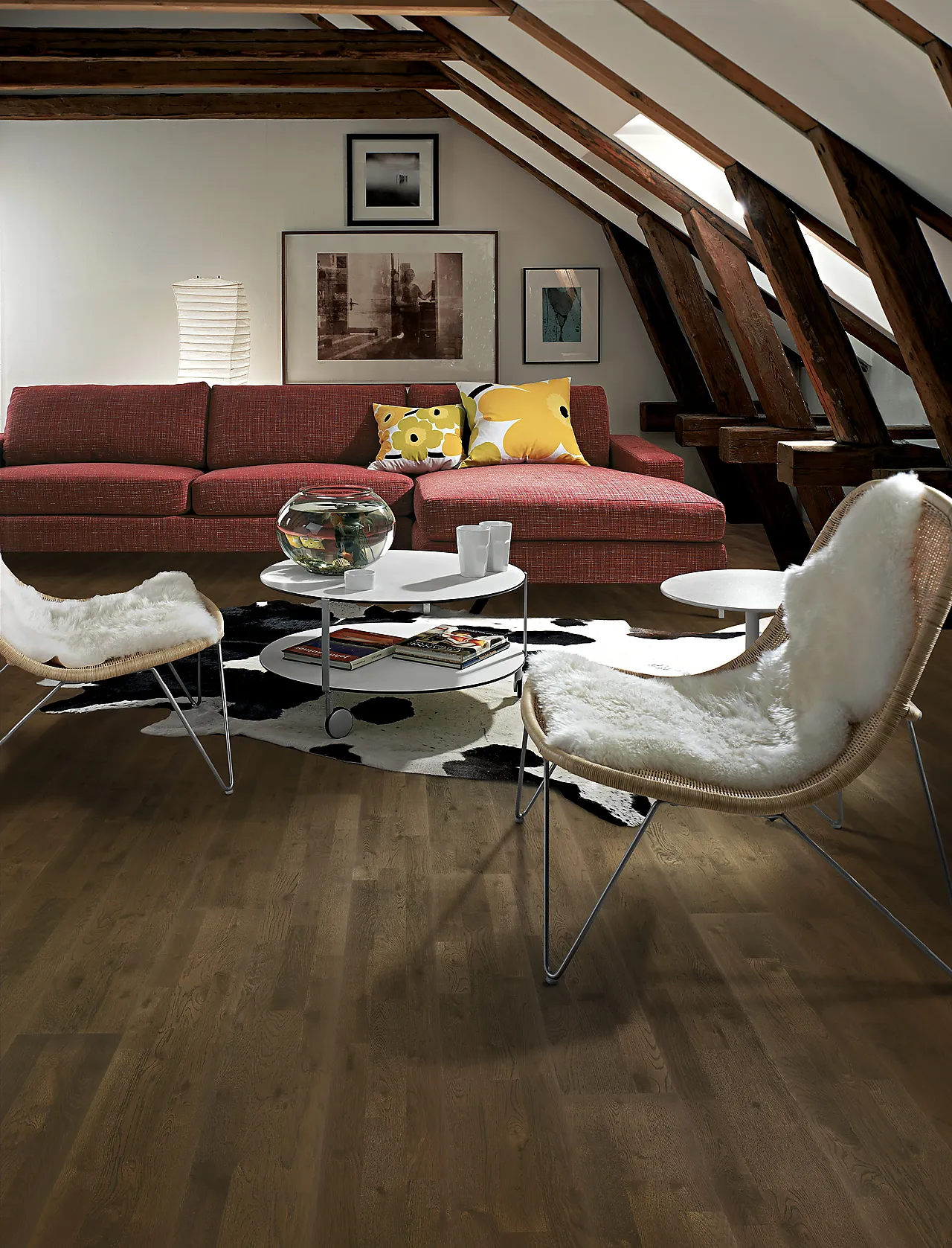 Parkett Eik Brownie 3stav børstet mørk brun matt null - null - 2 - Miniatyr