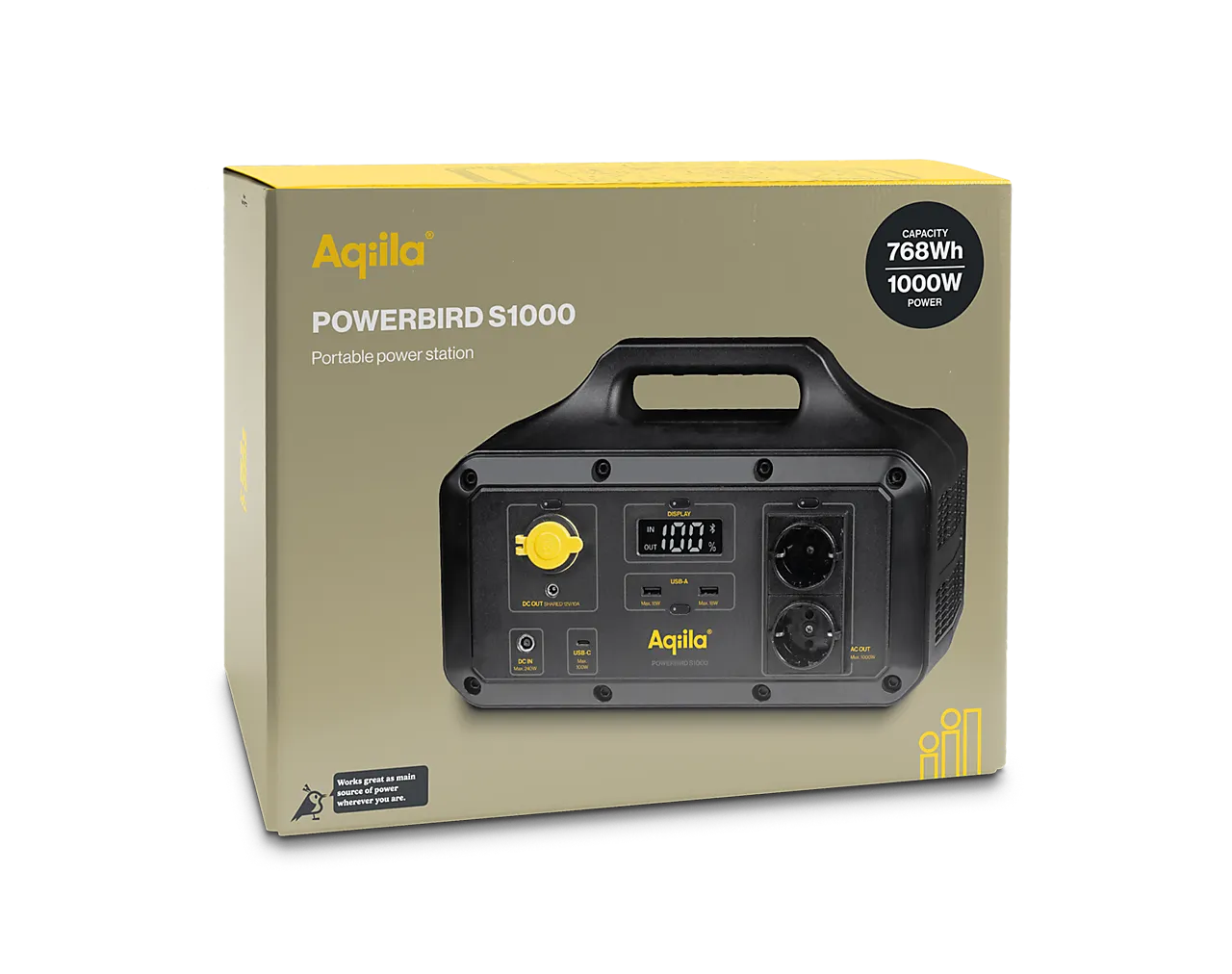 Aqiila strømstasjon Powerbird S1000 1000W