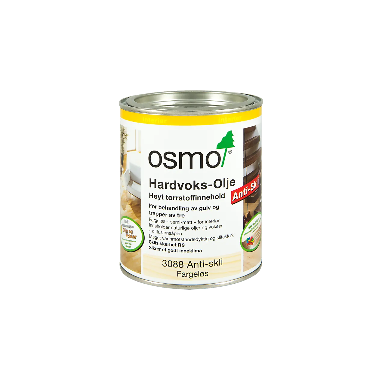 Hardvoksolje 3088 0,75l a skli r9 1l dekker ca 24m2 1 strøk Hardvoksolje 3088 0,75l a skli r9 1l dekker ca 24m2 1 strøk