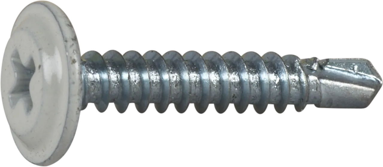 Montasjeskrue hvit 4,2x25 fzb -250 borspiss for stål blankforsinket