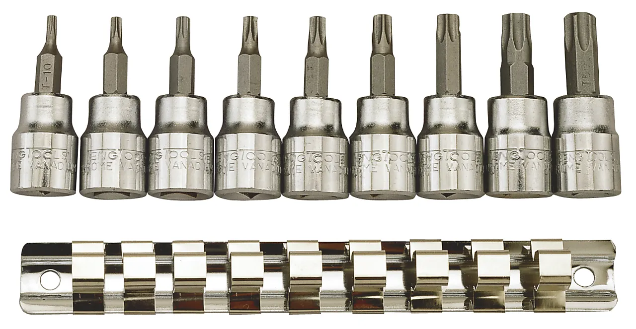 Pipebitssett tx 3/8 10 deler