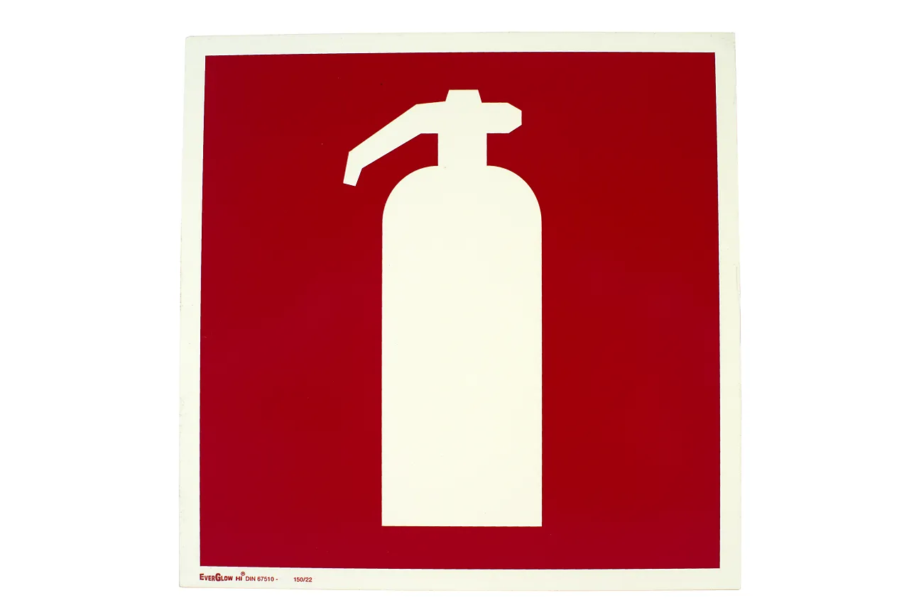 Skilt symbol brannslukker 20X20 cm