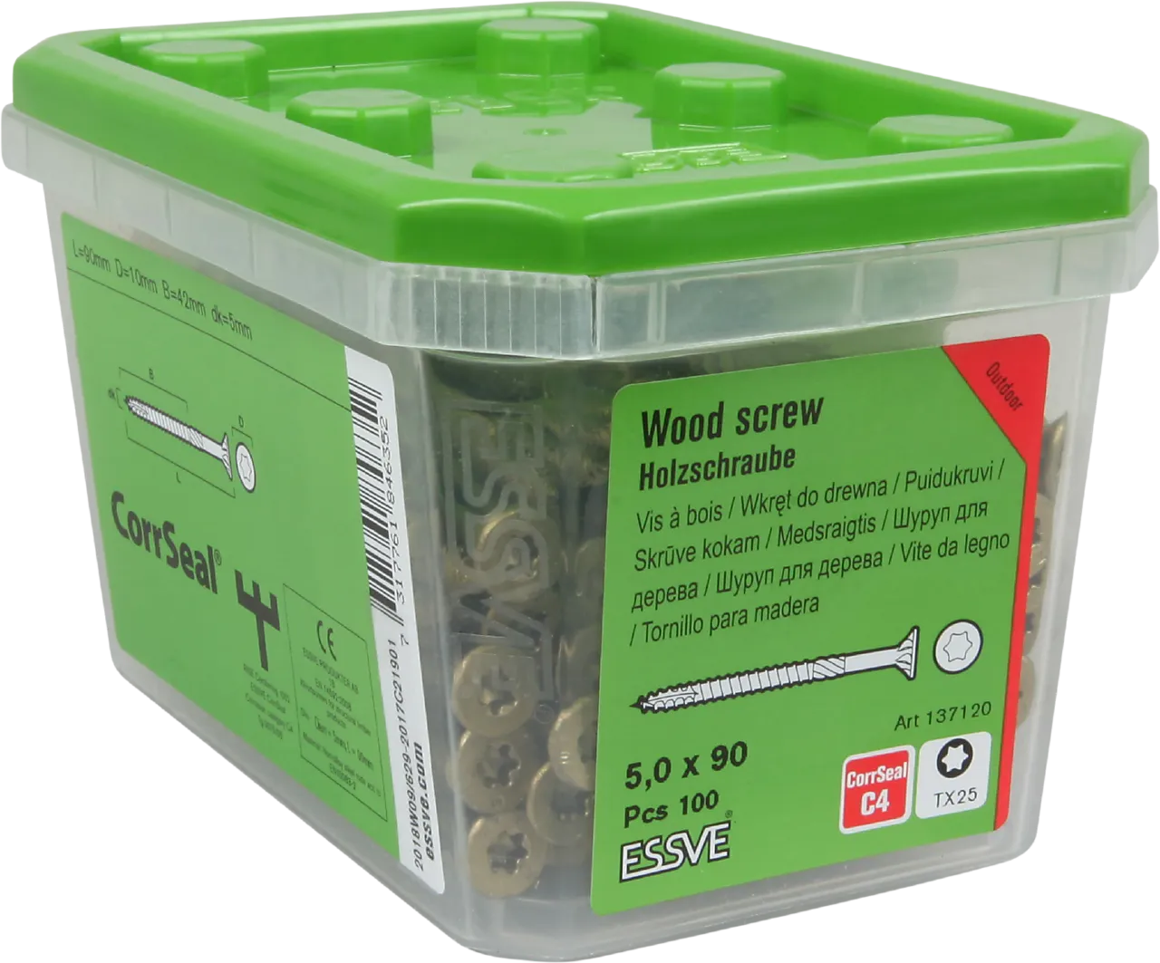 Treskrue essdrive 5x90 senkhode corrseal 100 stk null - null - 3 - Miniatyr