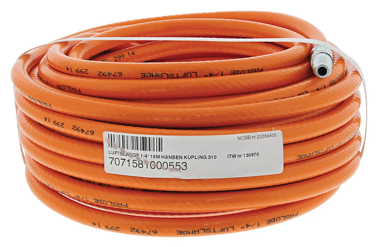 Luftslange 1/4" 15m m/kobl hansen Luftslange 1/4" 15m m/kobl hansen