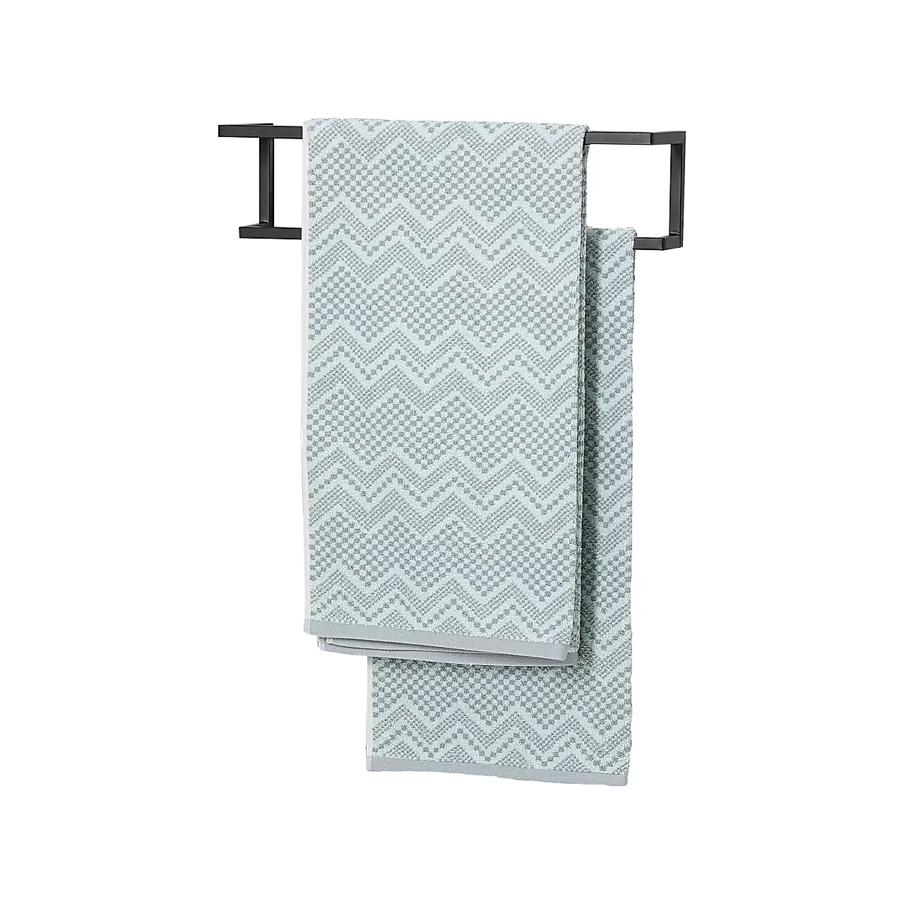 Håndklestang dobbel carre svart for veggmontering 48x12x12cm