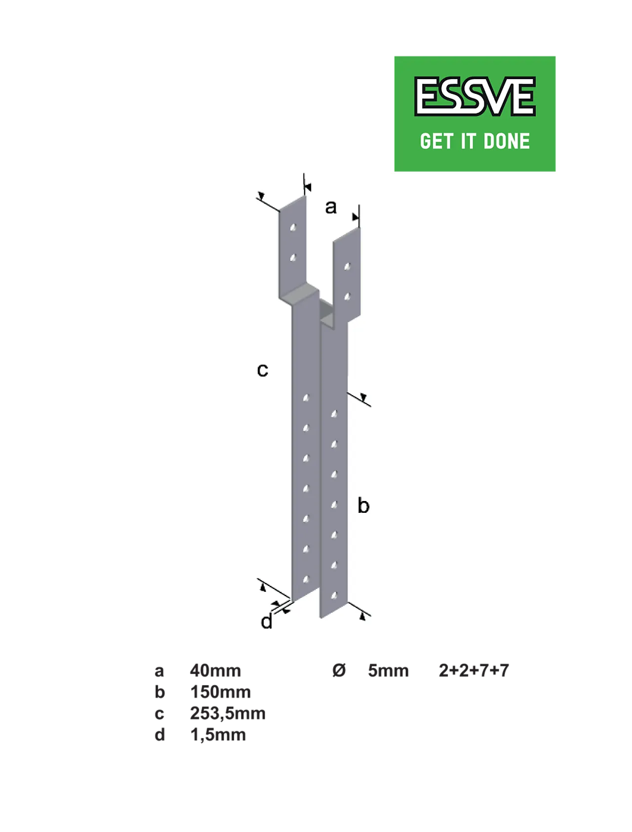 Topplektebeslag 40x150x253,5