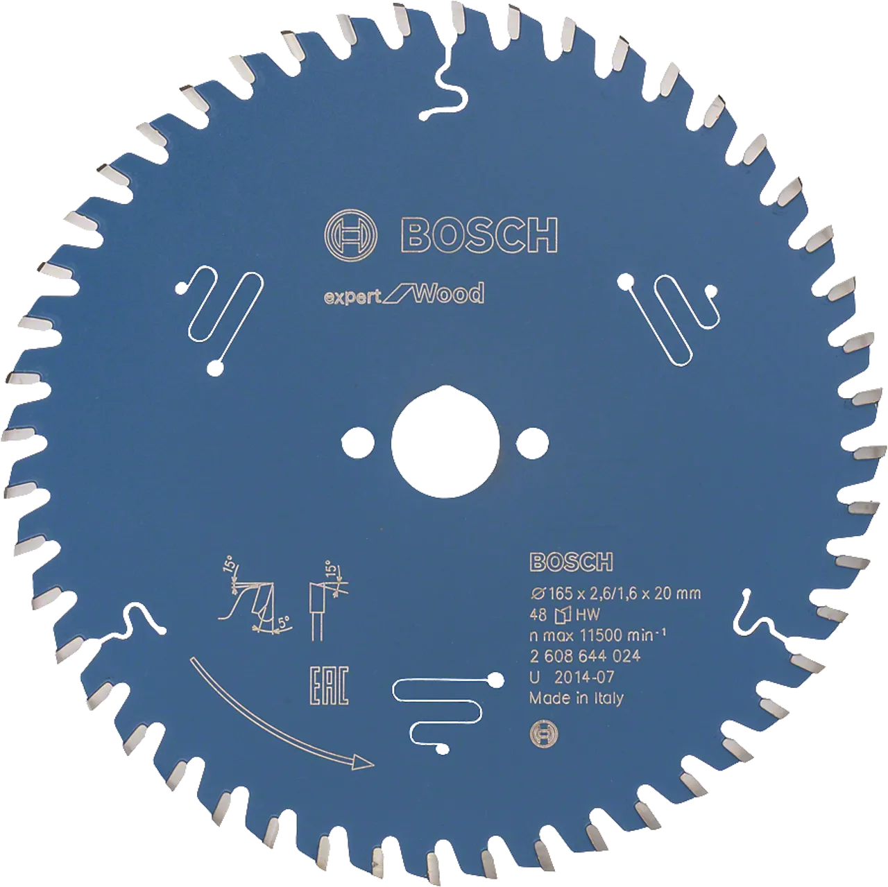 Sirkelsagblad 165x20x2,6mm 48t exp wo od