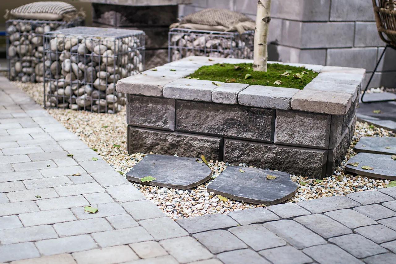 Støttemur kombimur knekt gråmix 11,76stk/m2 32/pal 22kg gul knott null - null - 2 - Miniatyr