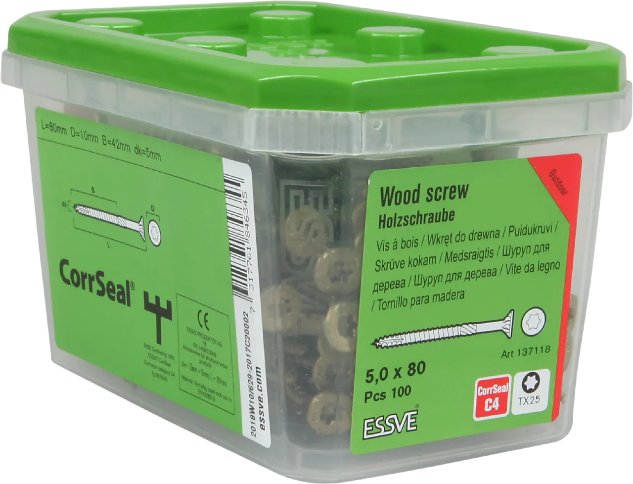 Treskrue essdrive 5x80 senkhode corrseal 100 stk null - null - 3 - Miniatyr