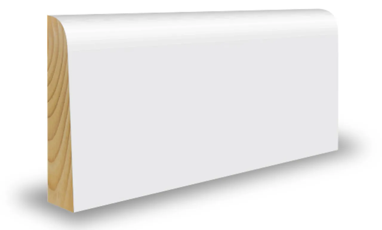 Gulvlist furu skrå hvit bomull S0502-Y 12x50x4400 mm