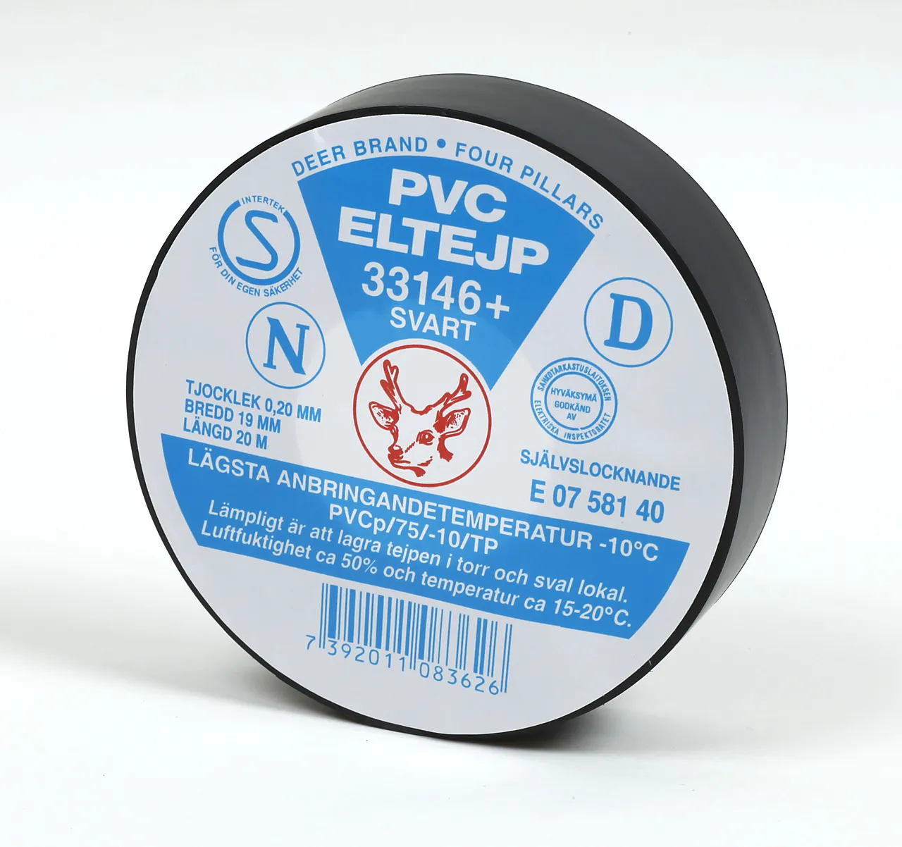 El-tape hvit 19 mm 20 meter