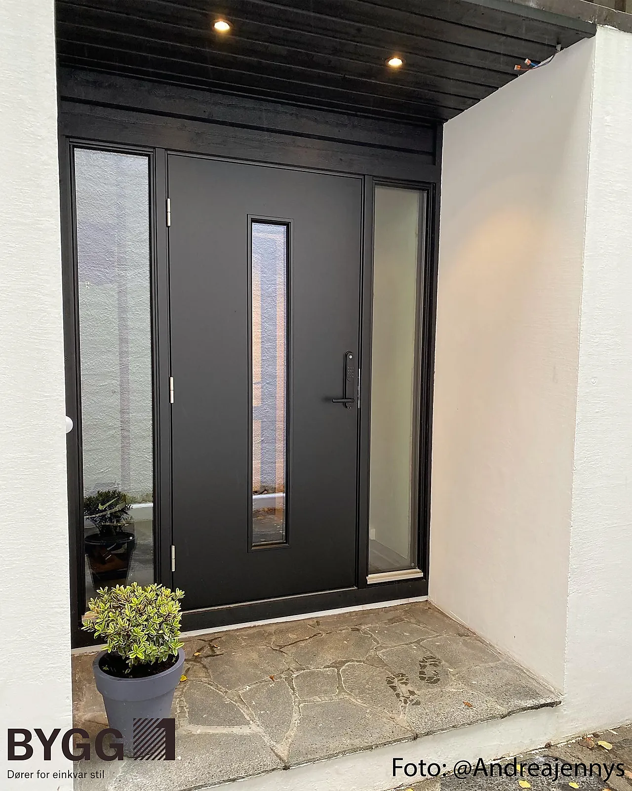 Sidefelt ytterdør S-1 Klart med glass svart 30x210 cm null - 30x210 cm - 2 - Miniatyr