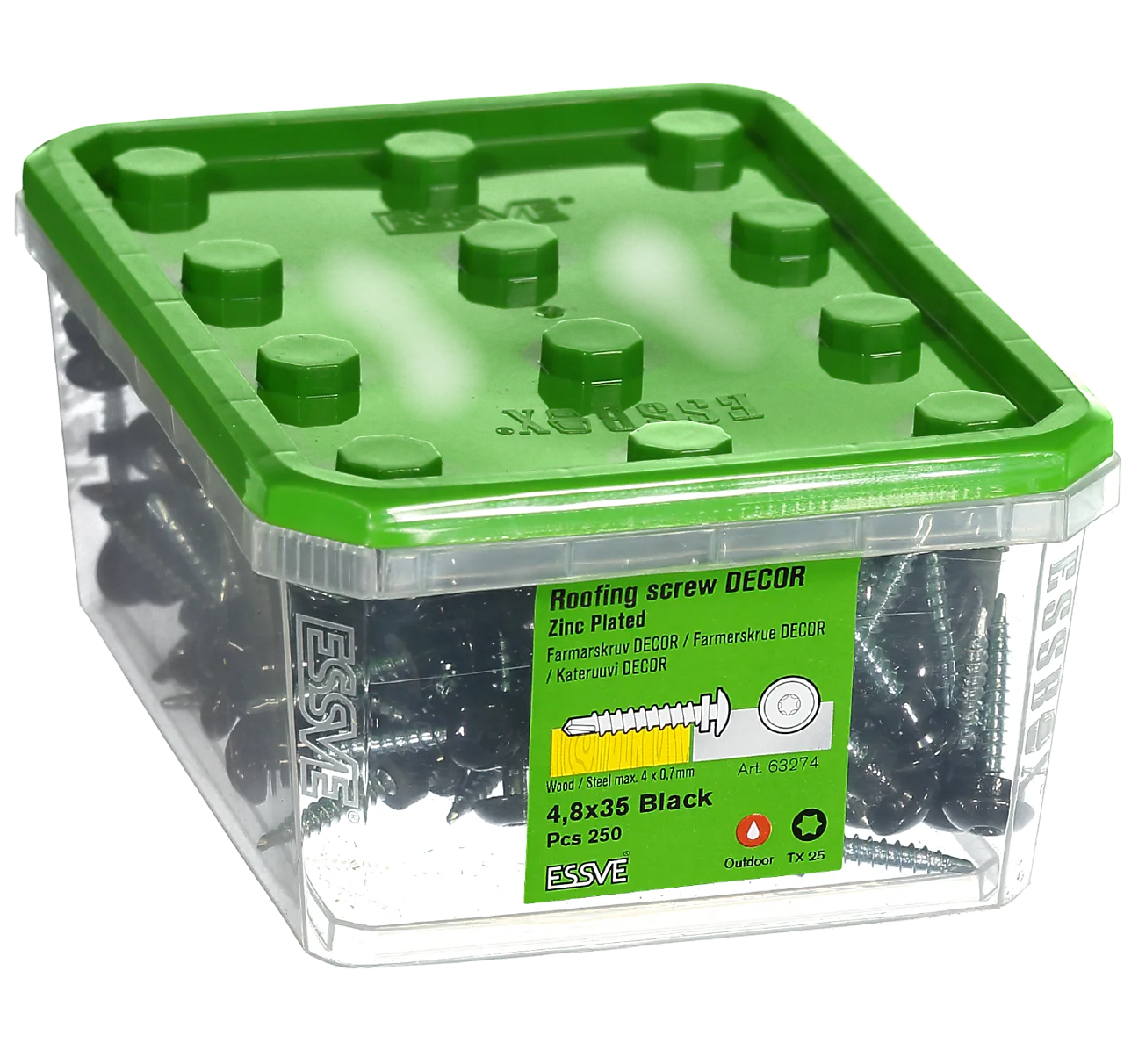 Farmerskrue svart 4,8x35 fzb -250 decor redusert borspiss ral 9011 null - null - 2 - Miniatyr