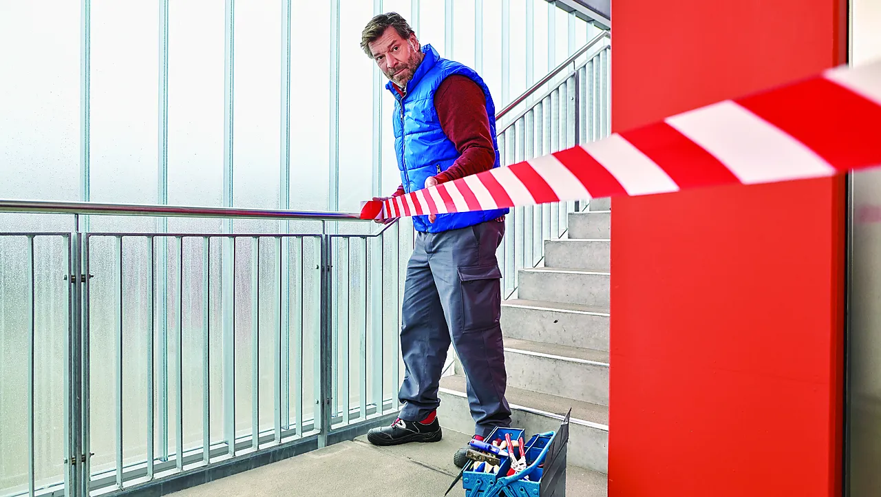 Sperrebånd rød/hvit 100meterx80 mm ikke klebende null - null - 3 - Miniatyr