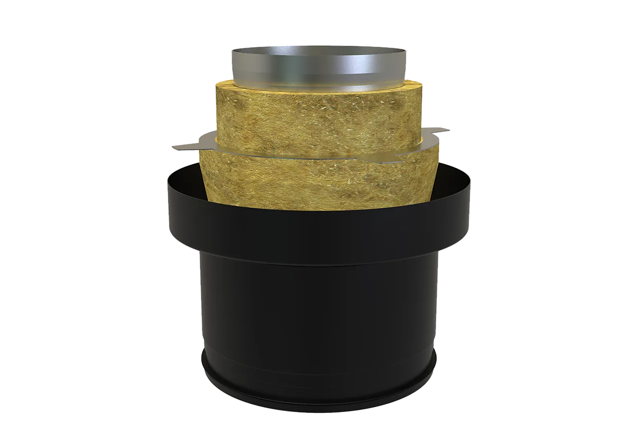 Overgang combi halv/hel ø150mm bp sort lakk