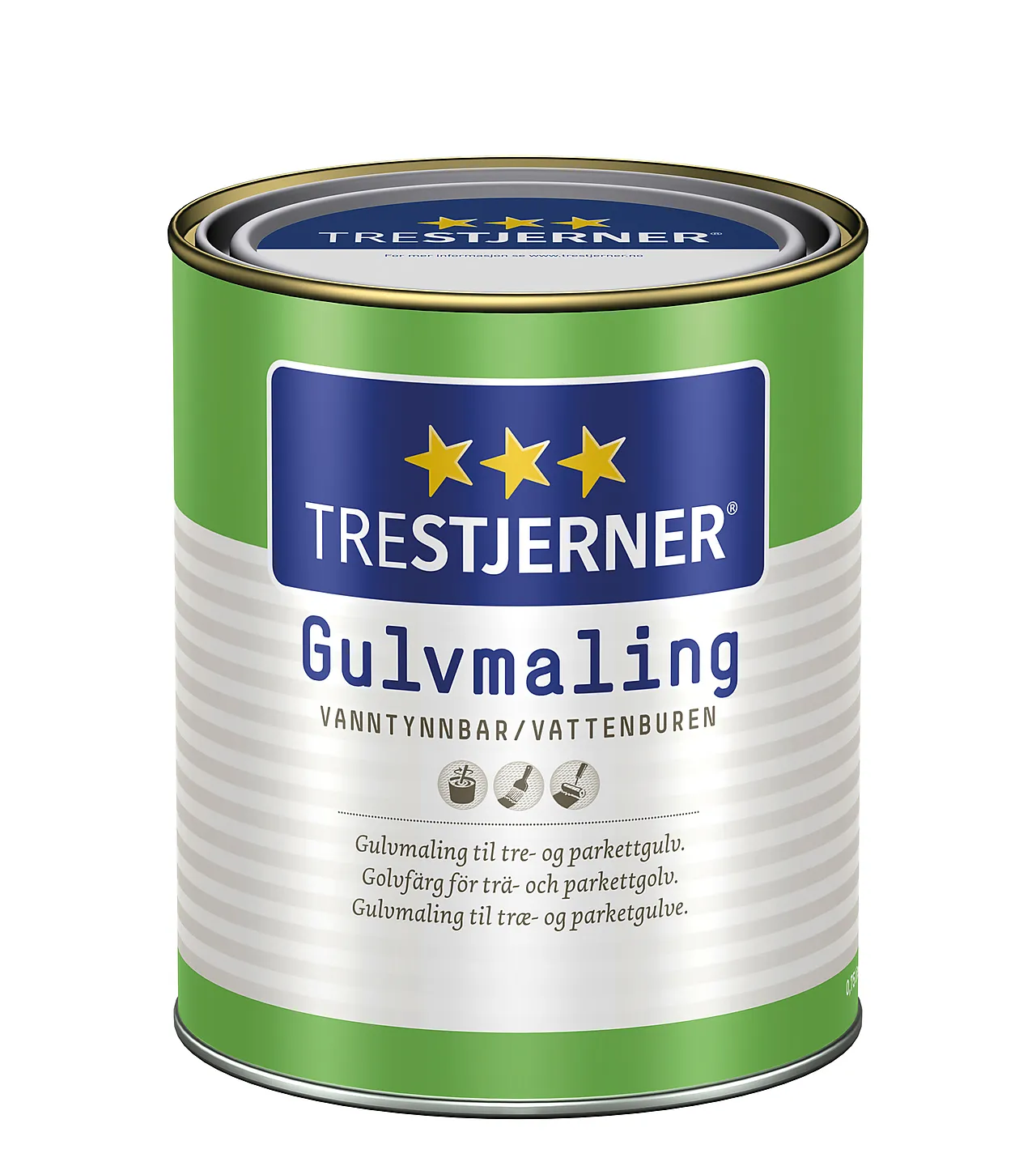 Trestjerner gulvmaling matt klassisk hvit base 0,68l