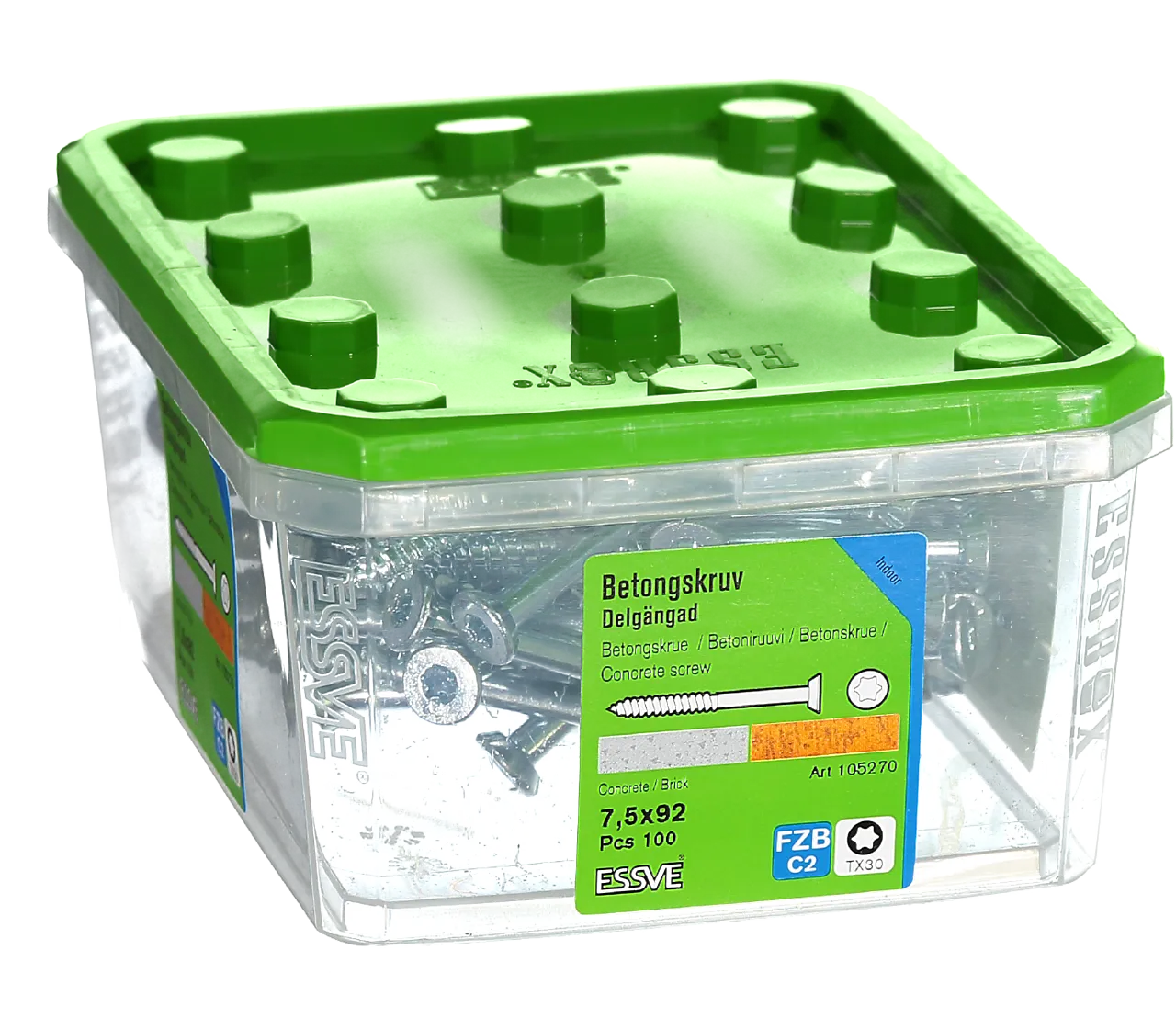 Betongskrue senkhode frislipp 7,5 x 92 mm 100 stk null - null - 2 - Miniatyr