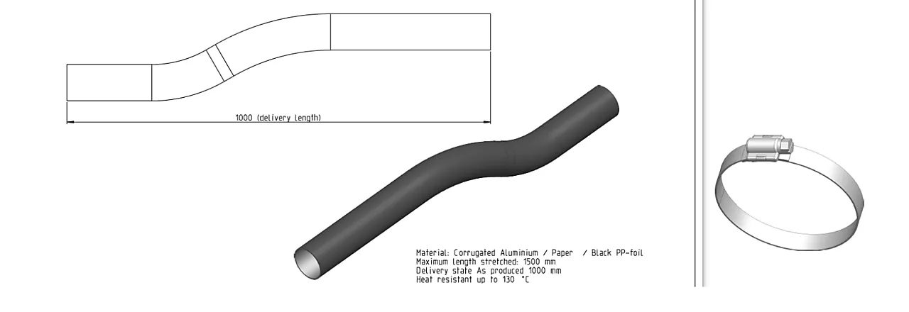 Flexirør Ø80 mm L= 1 m