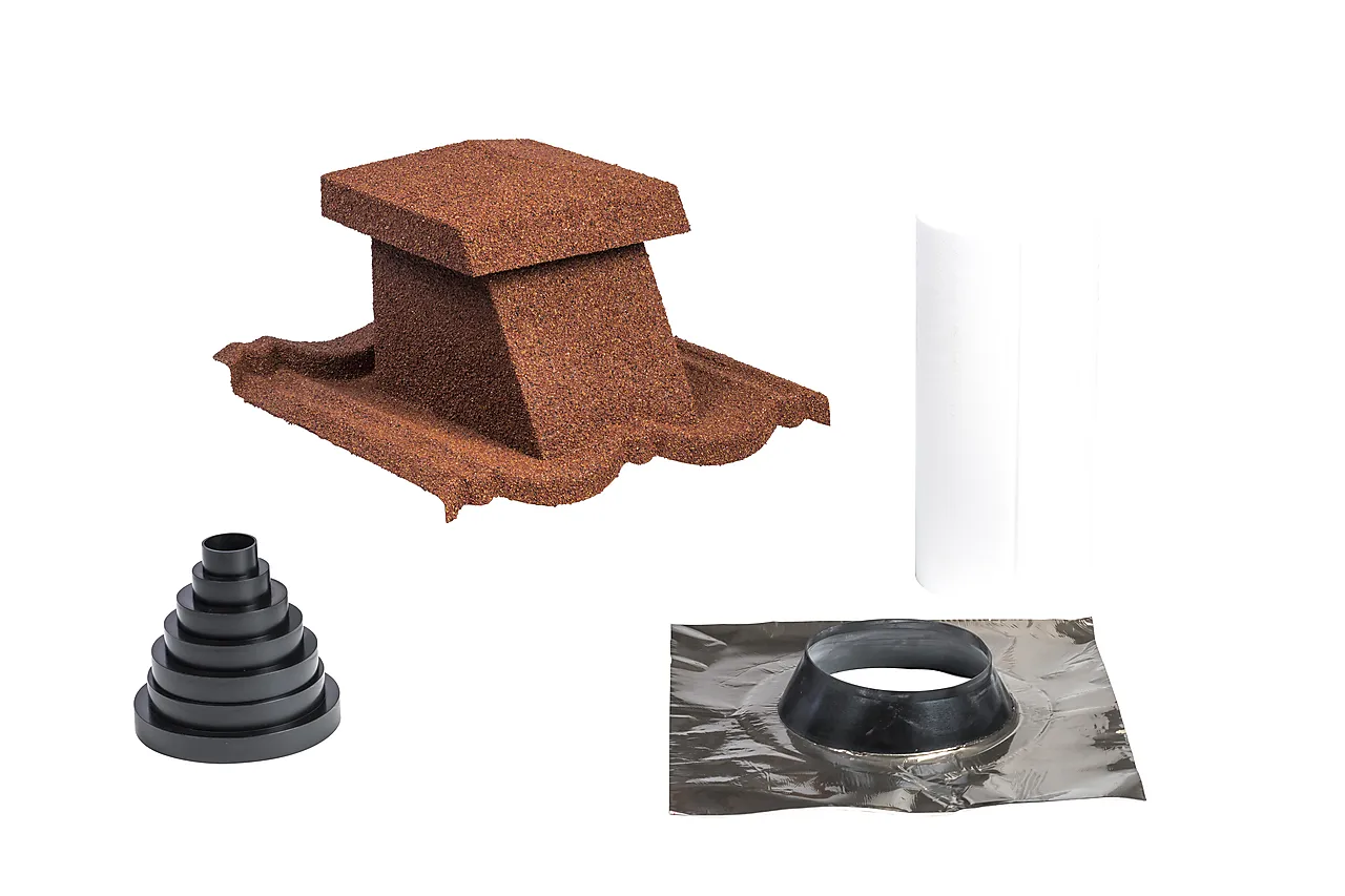 Kombilufter 10-50 stål rustikk-rød inkl takmansjett, isola