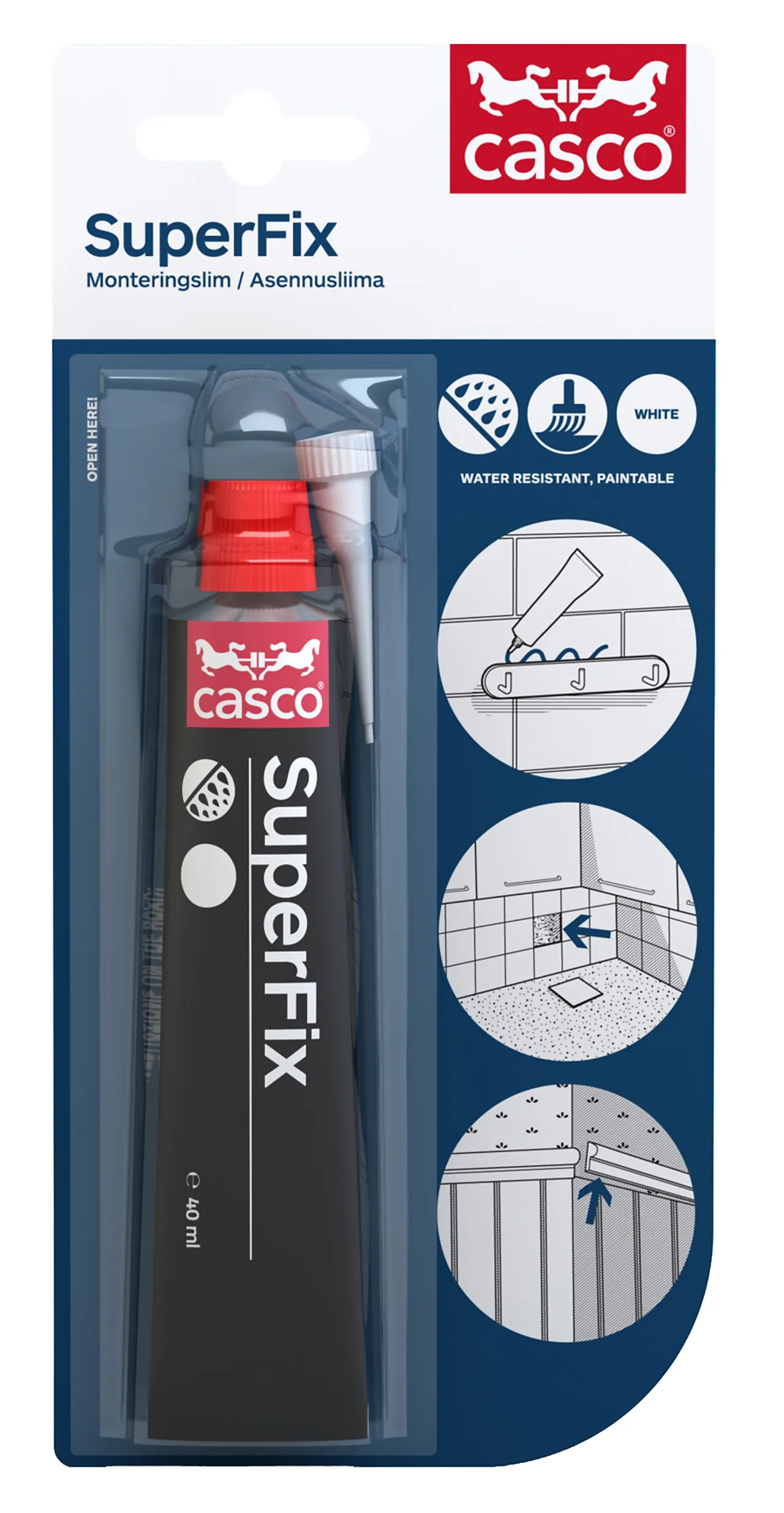 Monteringslim superfix hvit 40 ml