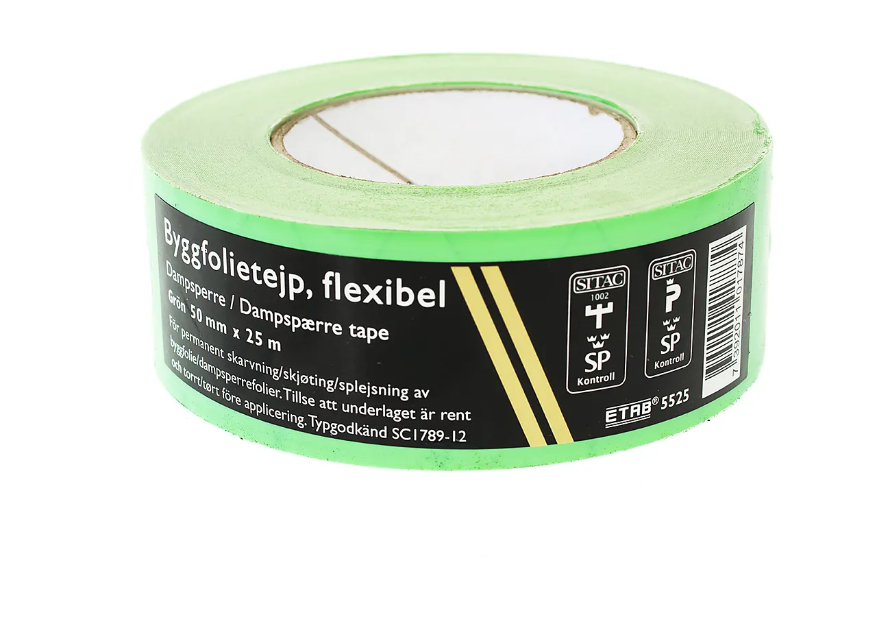 Tape byggfolie 50 mm x 25 meter Tape byggfolie 50 mm x 25 meter