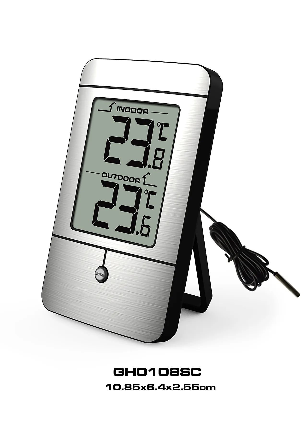 Termometer digitalt inn/ute sølv