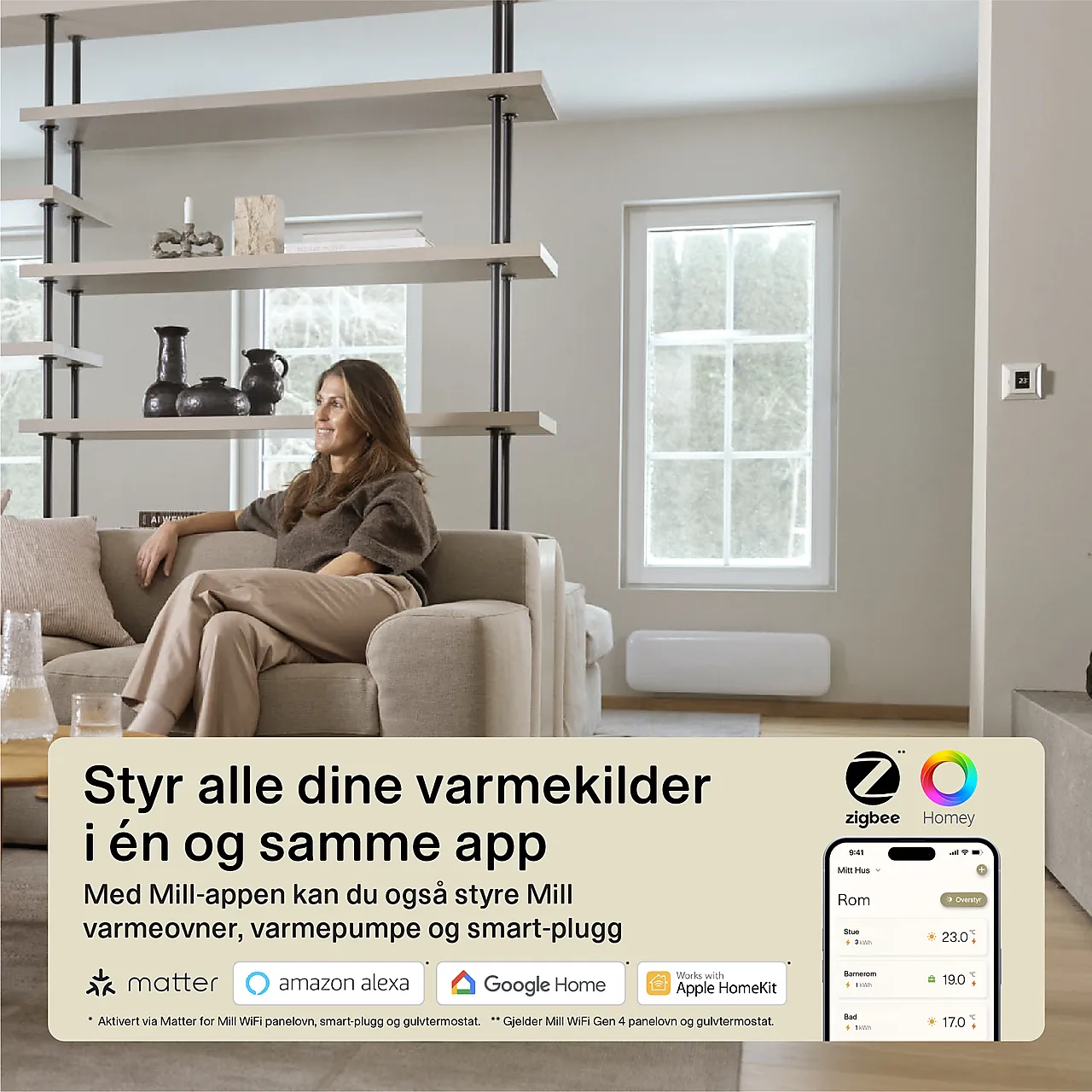Mill gulvtermostat WiFi polarhvit null - null - 3 - Miniatyr