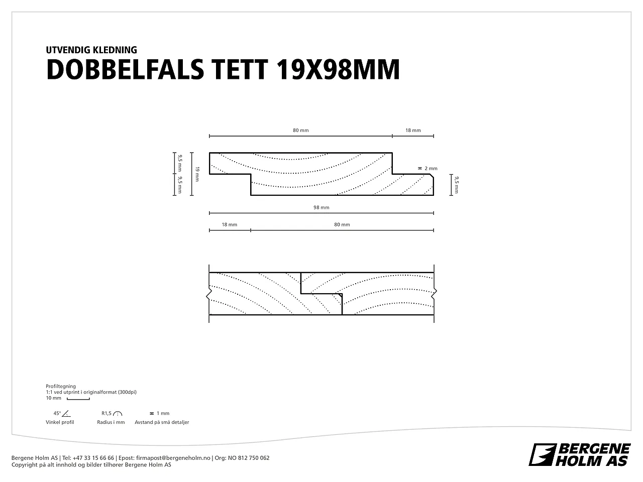 Furu 19x098  tett tryr stormsort kledning dobbelfals tett beh cu-imp null - null - 2 - Miniatyr