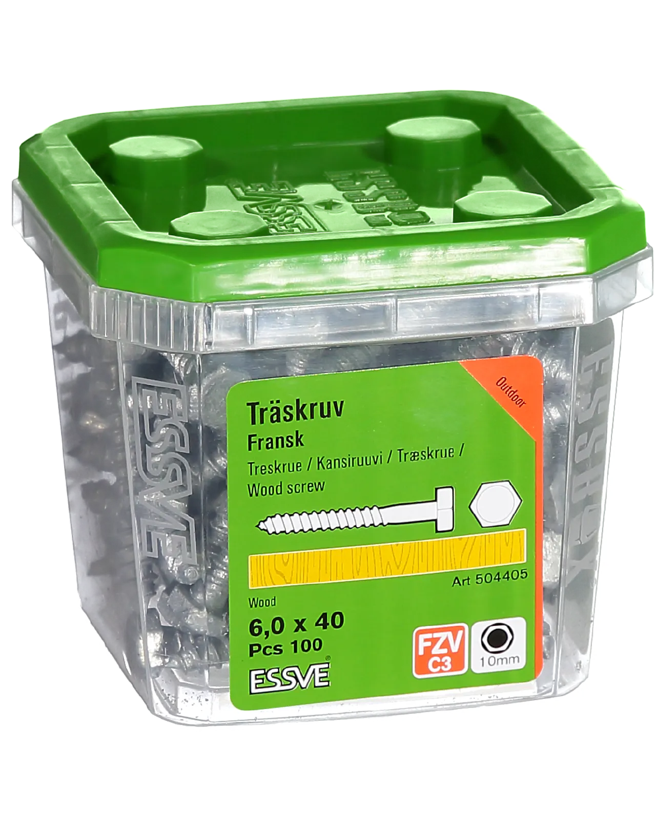 Treskrue fransk sekskanthode 6x40 mm 100 stk null - 6x40 - 2 - Miniatyr