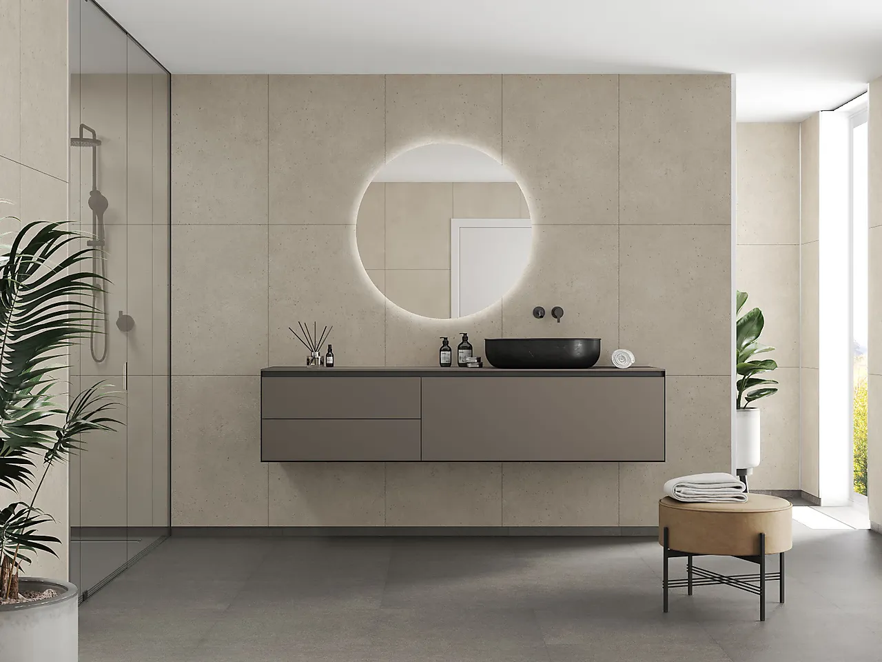 Fibo Baderomsplate 2490M6080 Rough Cement 60x80cm